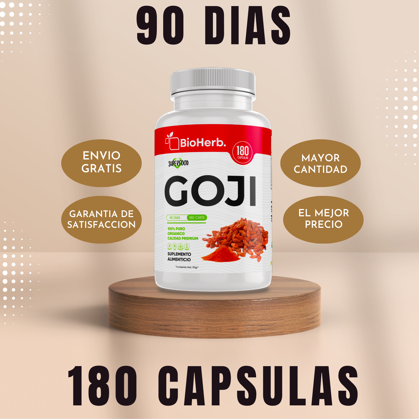 Baya Goji 100% Puro (180 Capsulas 500mg) |ORGANICO | NATURAL | Para 90 Dias | - Organic Goji Extract