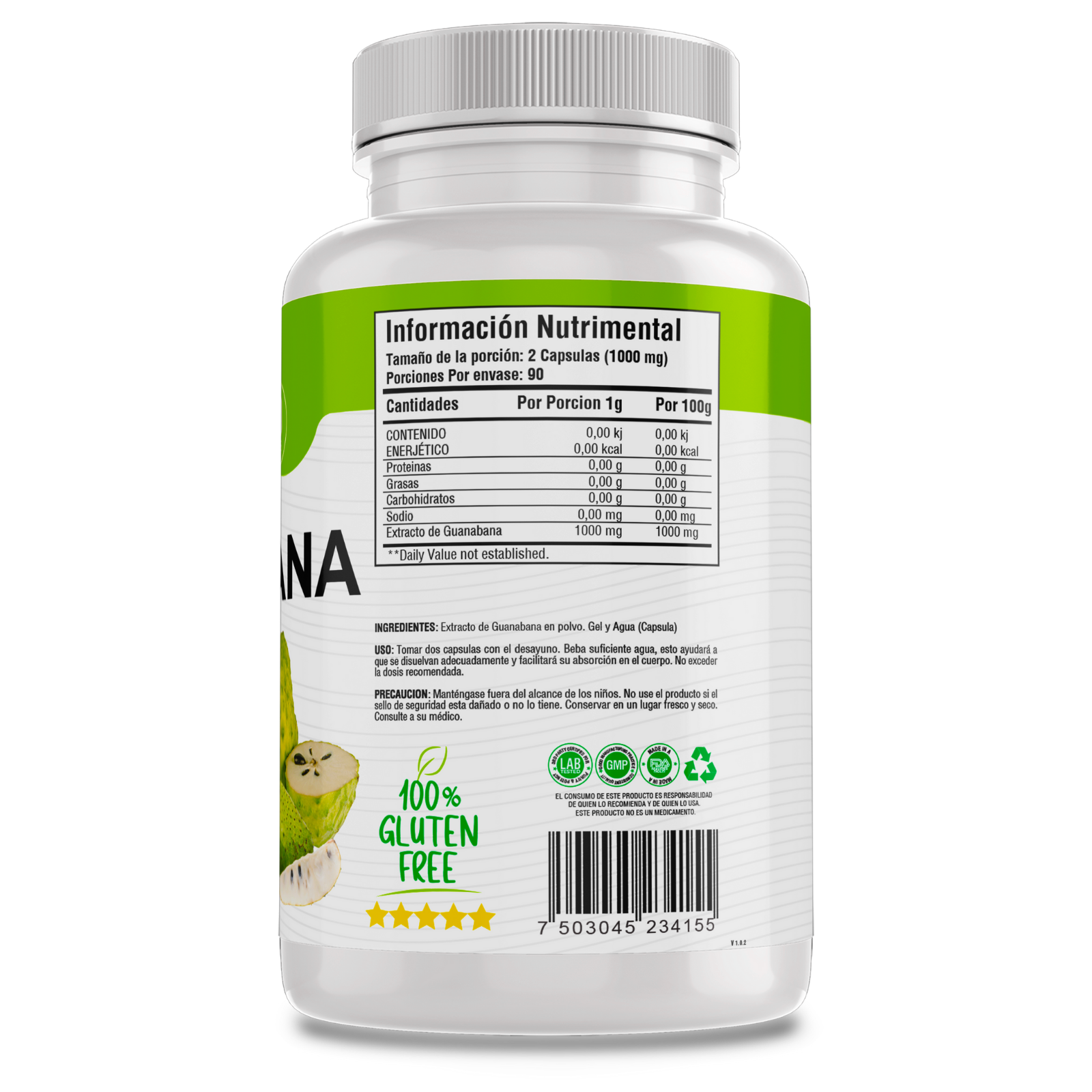 Extracto de Guanabana 100% Puro (180 Capsulas 500mg) |ORGANICO | NATURAL | Para 90 Dias | - Organic Guanabana Extract Extract