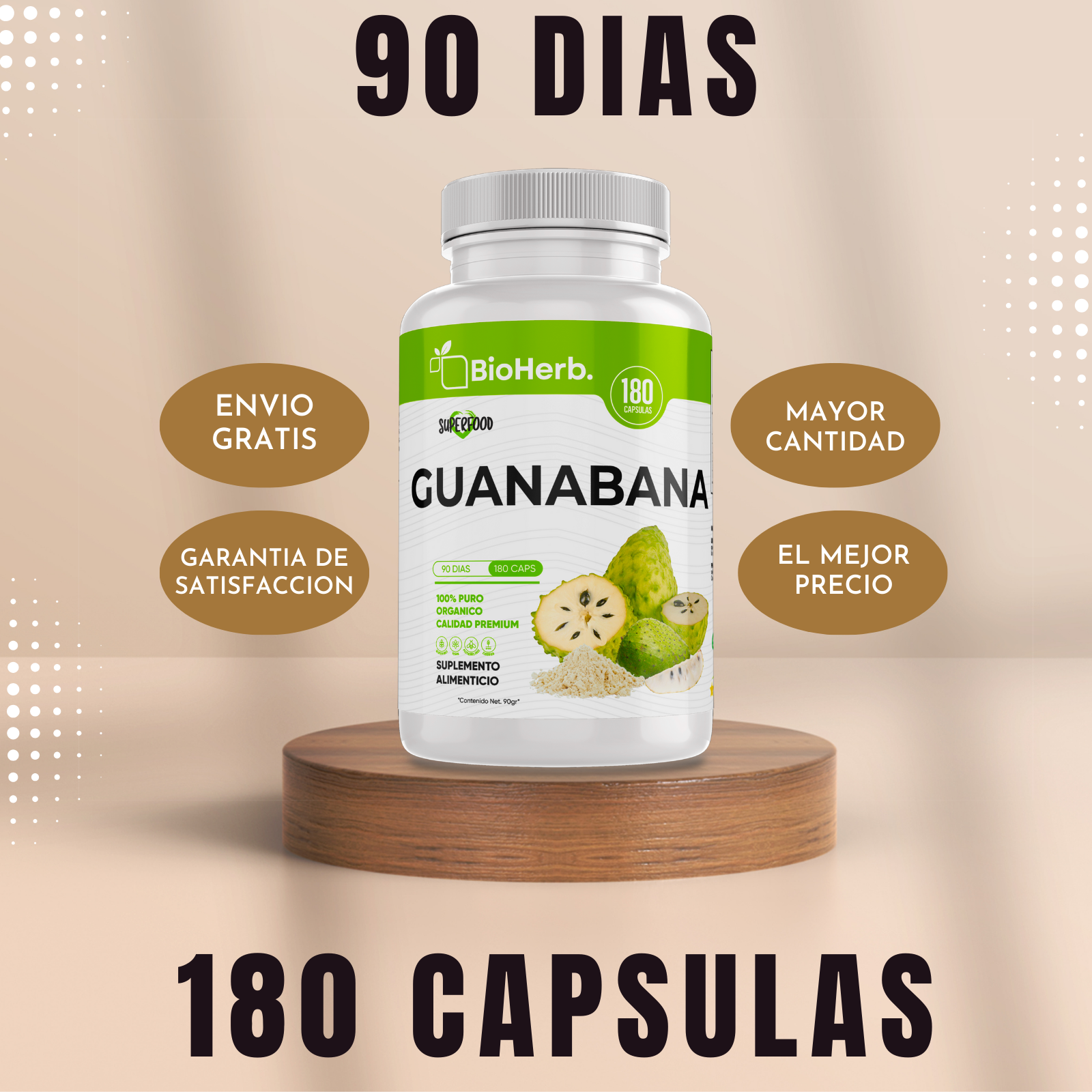 Extracto de Guanabana 100% Puro (180 Capsulas 500mg) |ORGANICO | NATURAL | Para 90 Dias | - Organic Guanabana Extract Extract