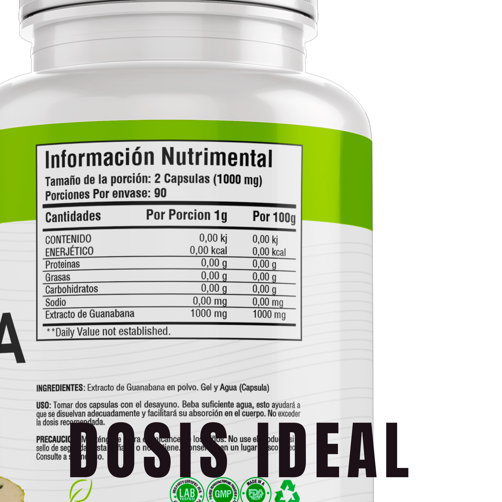 Extracto de Guanabana 100% Puro (180 Capsulas 500mg) |ORGANICO | NATURAL | Para 90 Dias | - Organic Guanabana Extract Extract