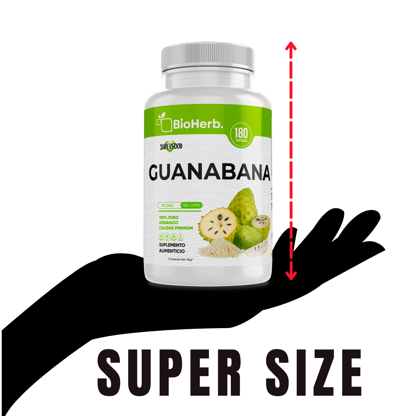 Extracto de Guanabana 100% Puro (180 Capsulas 500mg) |ORGANICO | NATURAL | Para 90 Dias | - Organic Guanabana Extract Extract