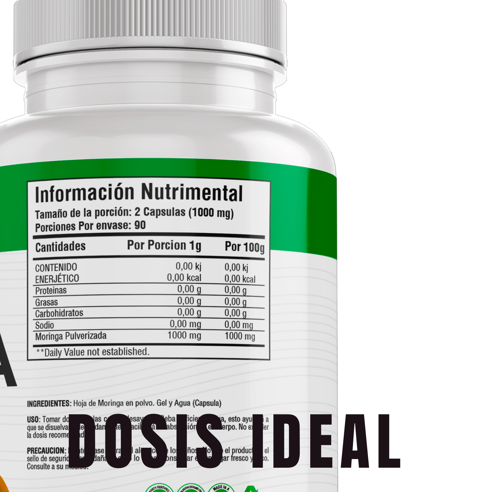 Moringa 100% Pura (180 Capsulas 500mg) |ORGANICO | NATURAL | Para 90 Dias | - Organic Moringa Powder