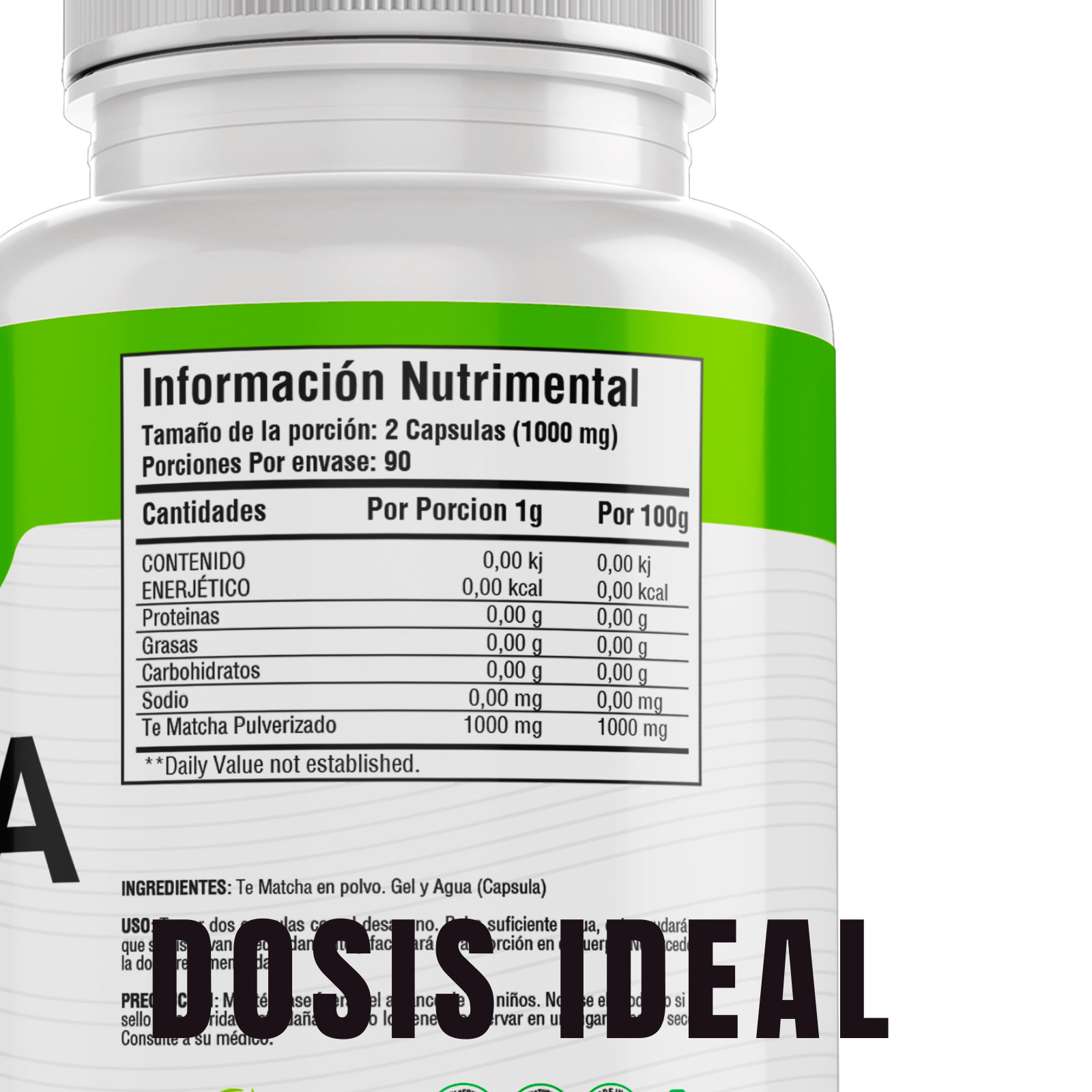 Matcha 100% Puro (180 Capsulas 500mg) |ORGANICO | NATURAL | Para 90 Dias | - Organic Matcha Powder
