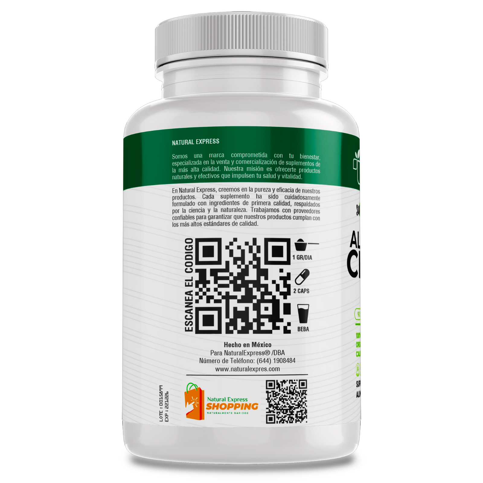 Alga Chlorella 100% Pura (180 Capsulas 500mg) |ORGANICO | NATURAL | Para 90 Dias | - Organic Chlorella