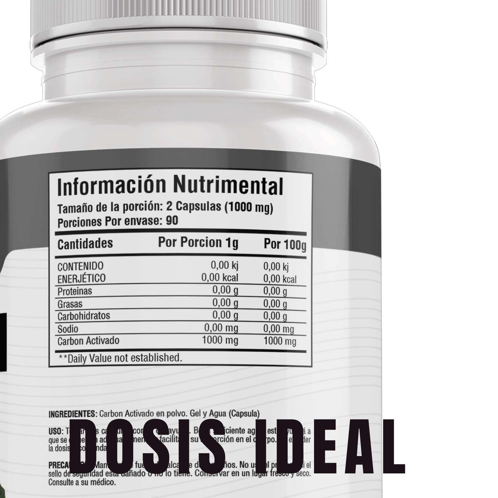 Carbon Activado 100% Puro (180 Capsulas 500mg) |ORGANICO | NATURAL | Para 90 Dias | - Activated Carbon