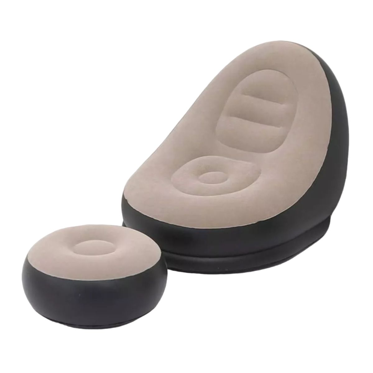 Sillones Sofá Inflable Portátil Plegable Con Reposapiés Marron con Negro