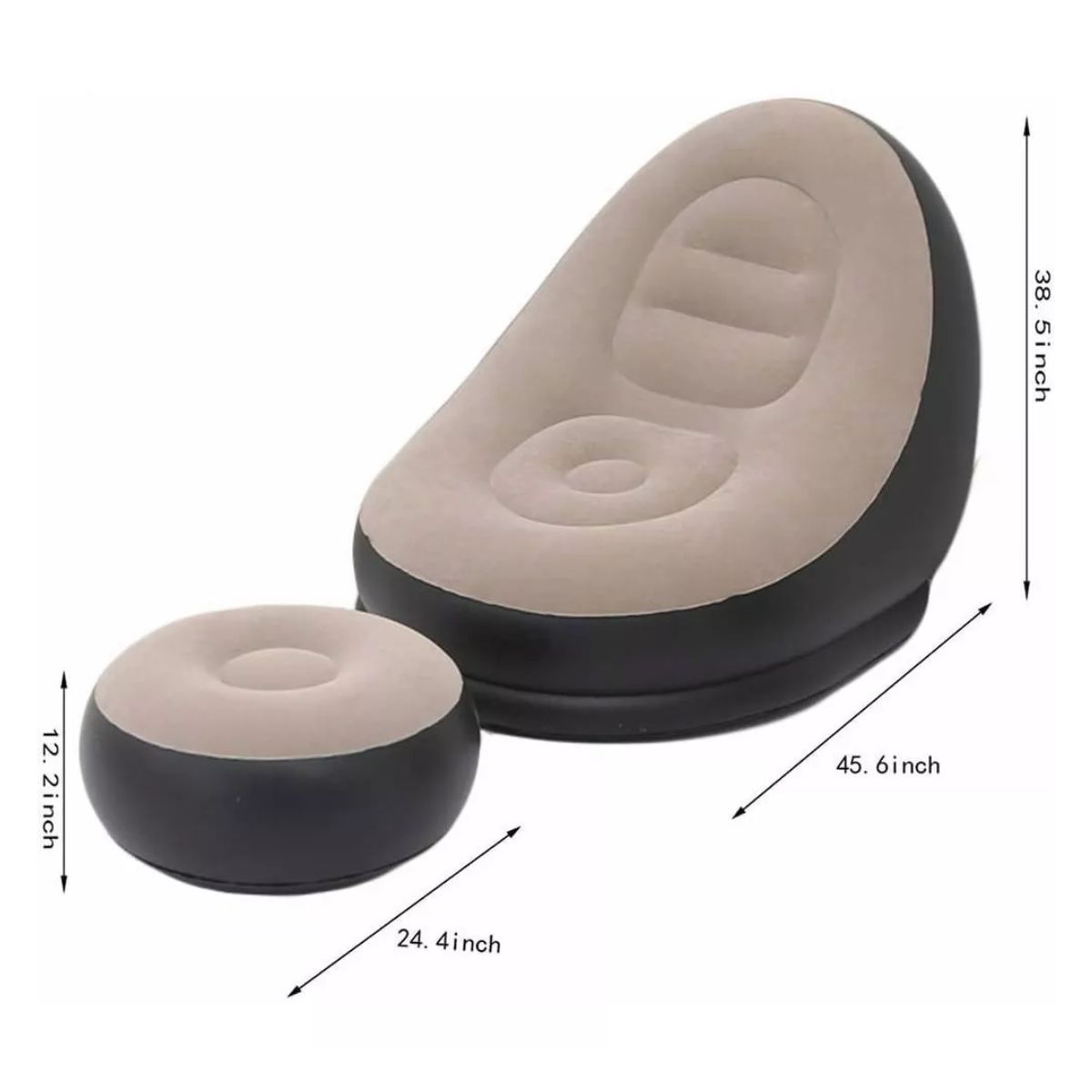 Sillones Sofá Inflable Portátil Plegable Con Reposapiés Marron con Negro