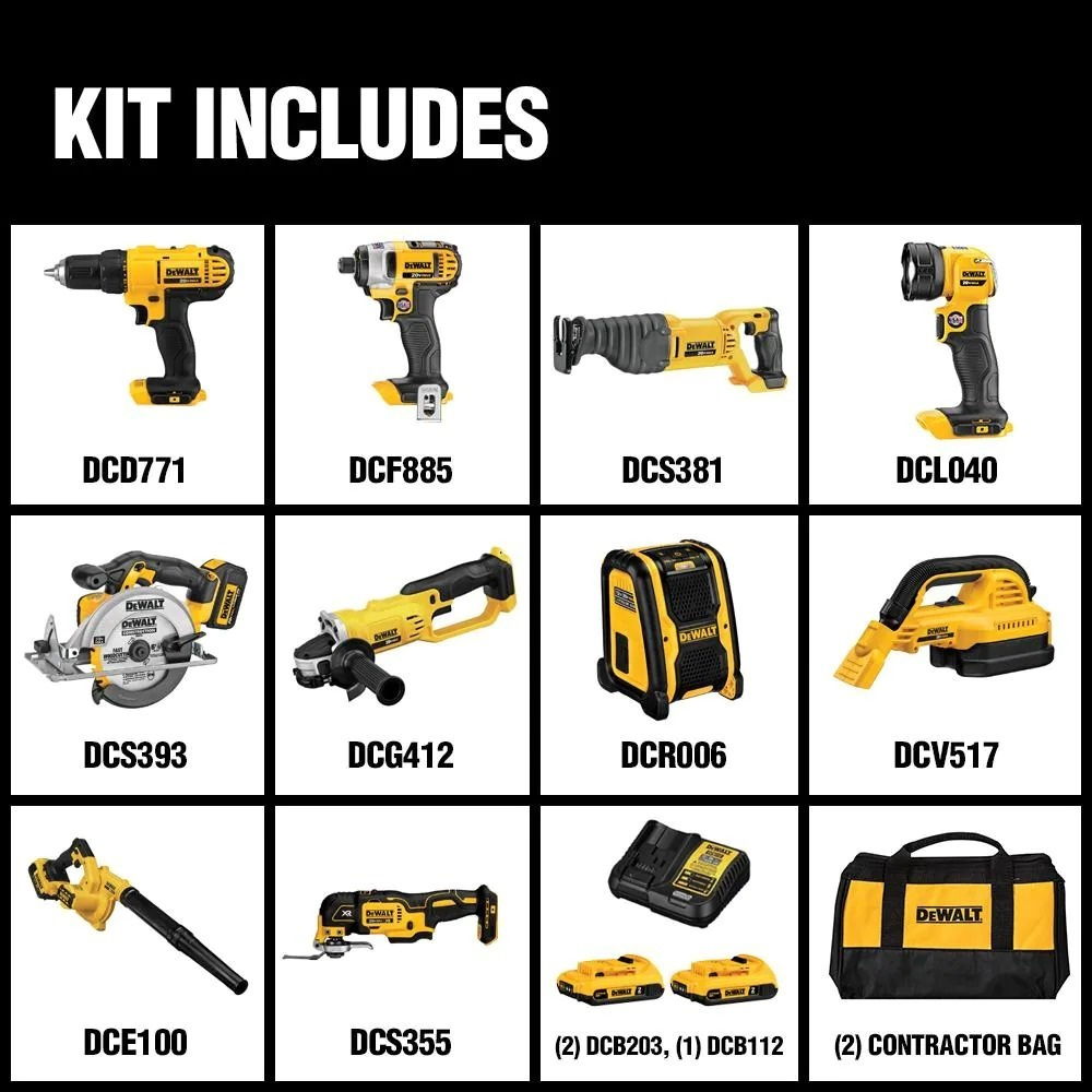 Kit Dewalt CONBINADO INALAMBRICO DE 10 HERRAMEINTAS