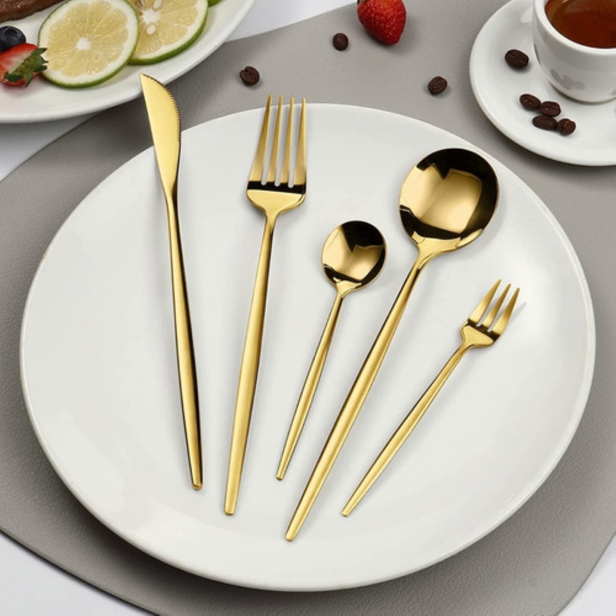 Juego De Cubiertos De Acero Inoxidable, 40 Cubiertos Dorados