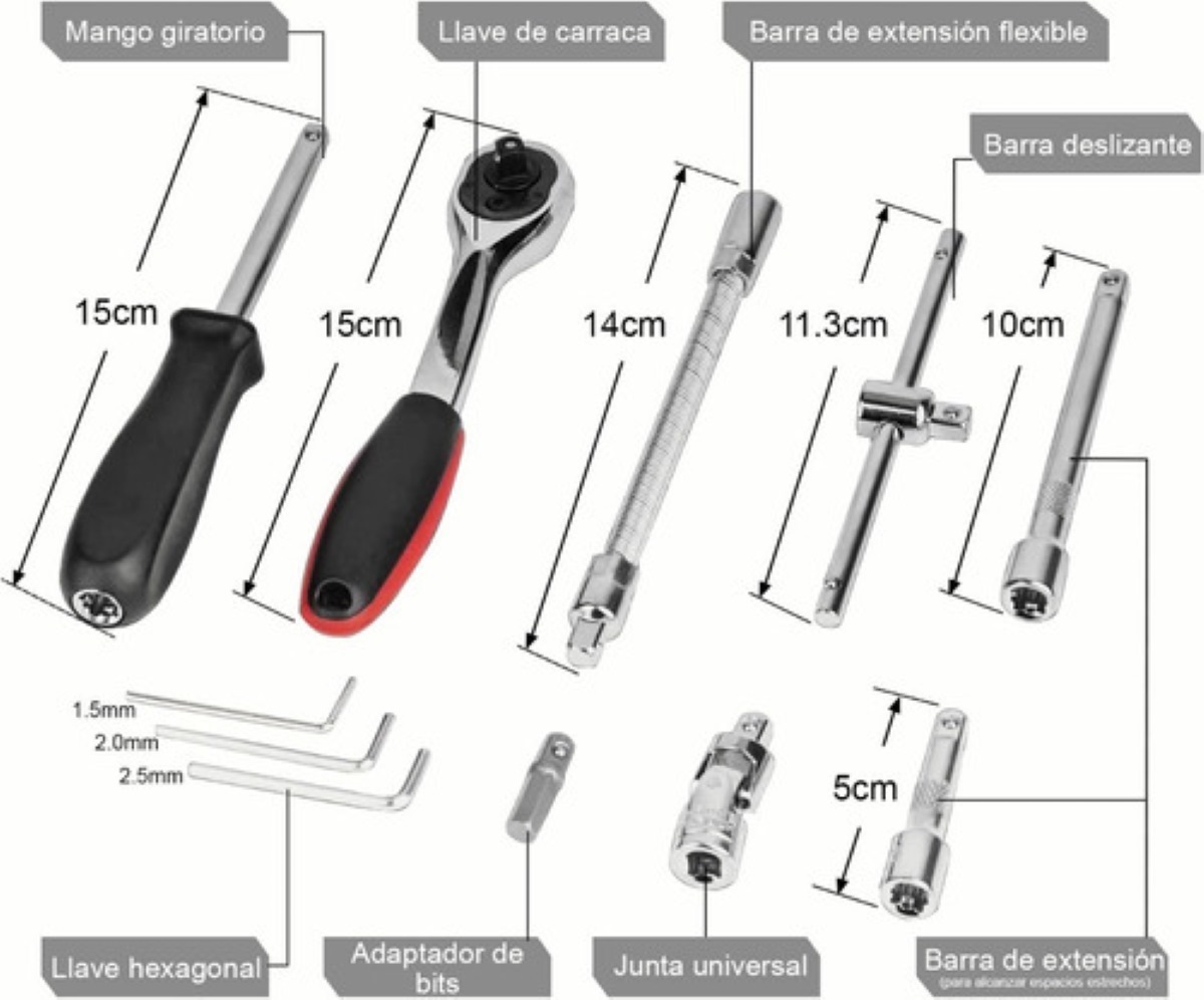 Juego De Herramientas Mecánicas Autocle Dados 46pcs