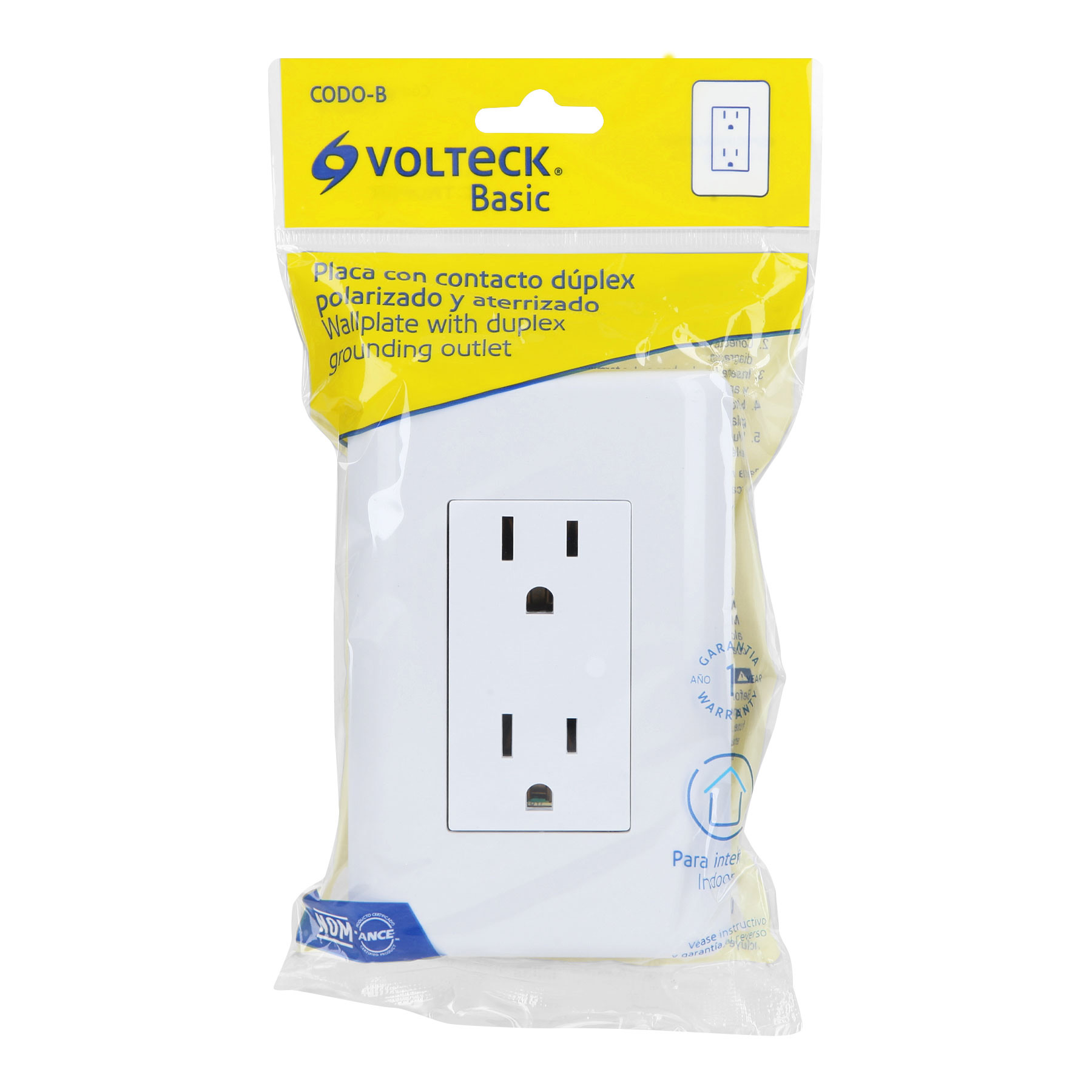 CONTACTO DÚPLEX, 2 POLOS + TIERRA, VOLTECK BASIC 25076