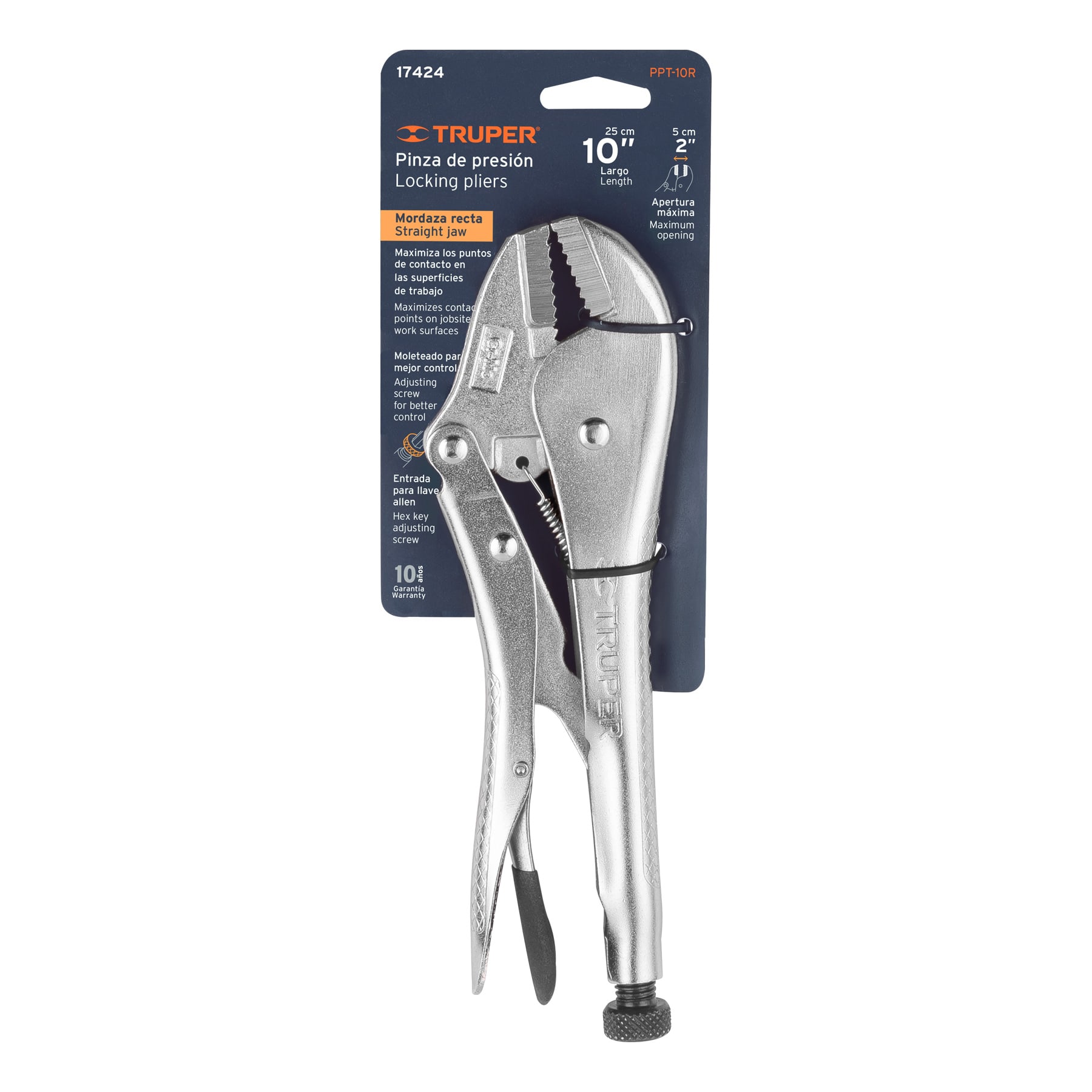 PINZA DE PRESIÓN 10" MORDAZA RECTA, TRUPER 17424