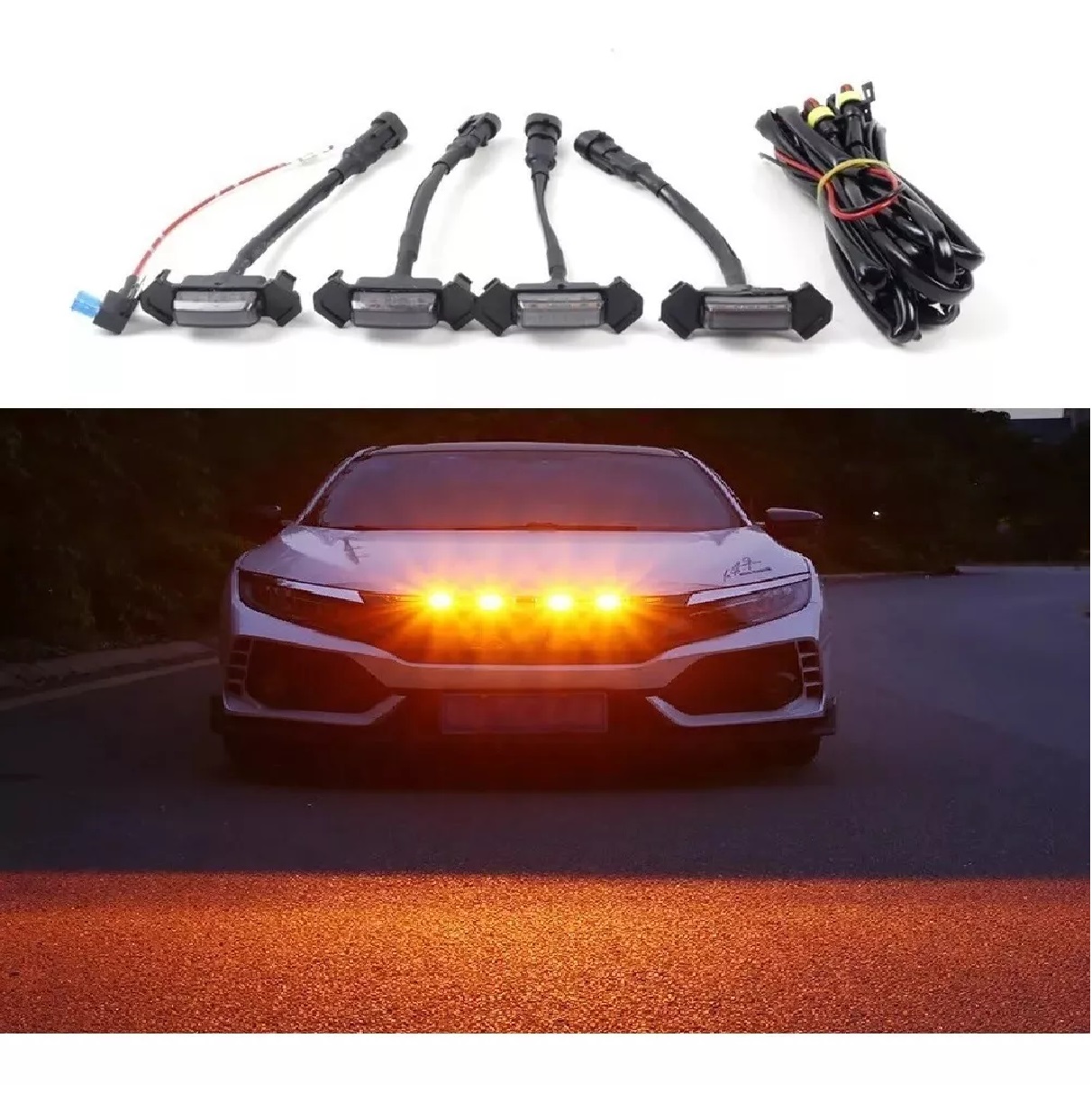 Kit Luces Parrilla Led Ámbar Universal Automotriz 12v