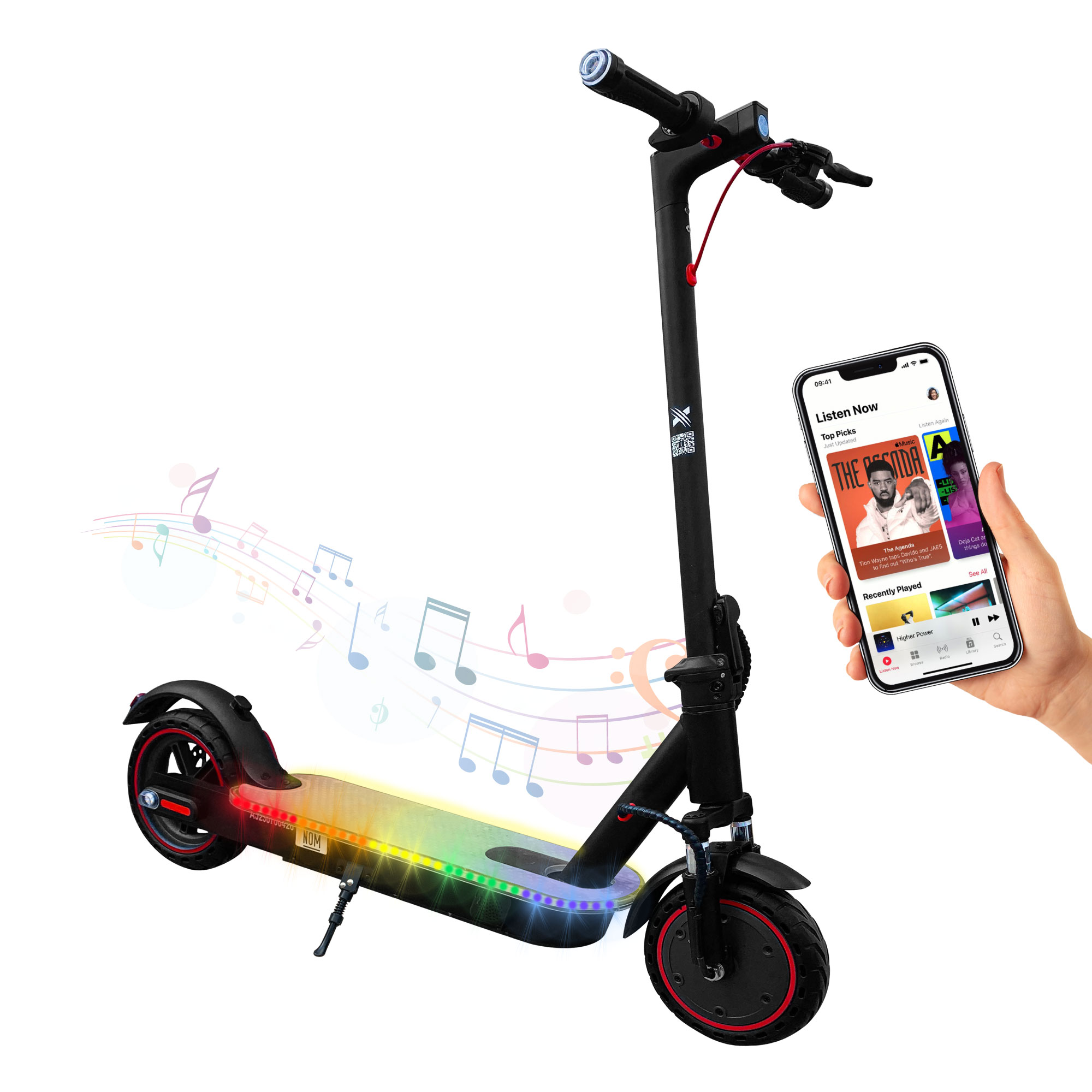 Scooter Patin Electrico Plegable bluetooth Bocina Led
