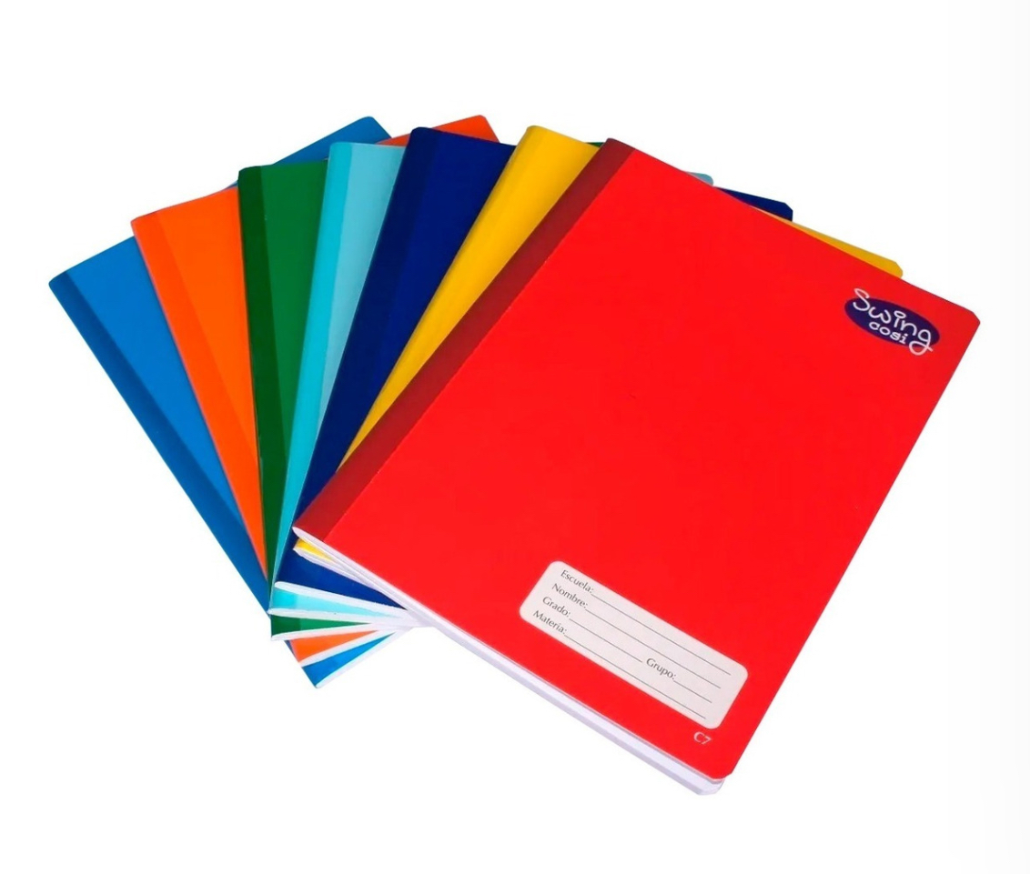 Libreta Cosida Cuaderno Cosido 100 Hojas Profesional 5 Pzas :4 Raya + 1 Cuadro Chico