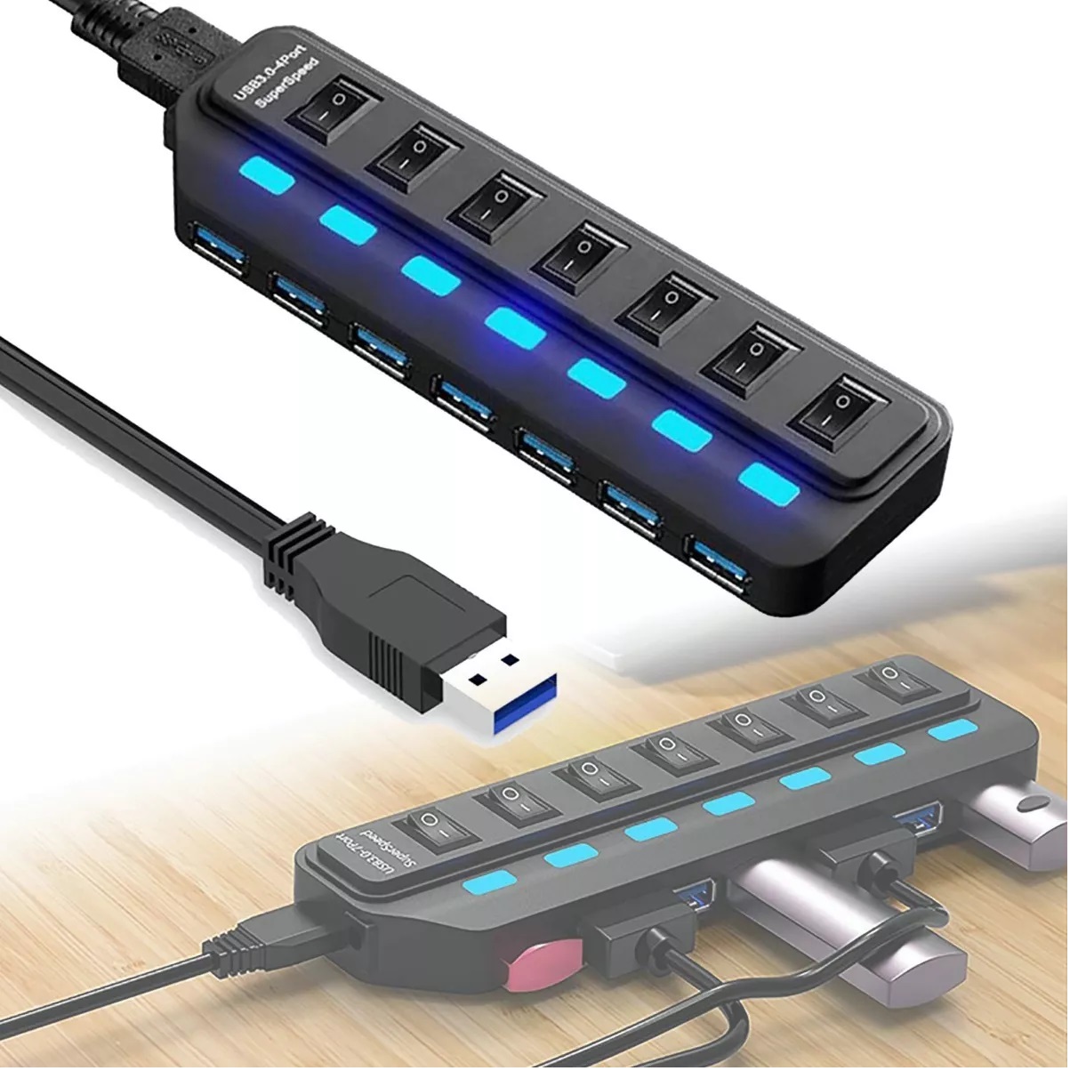 Hub Usb Con 7 Puertos Usb 3.0 2.0 Multicontacto