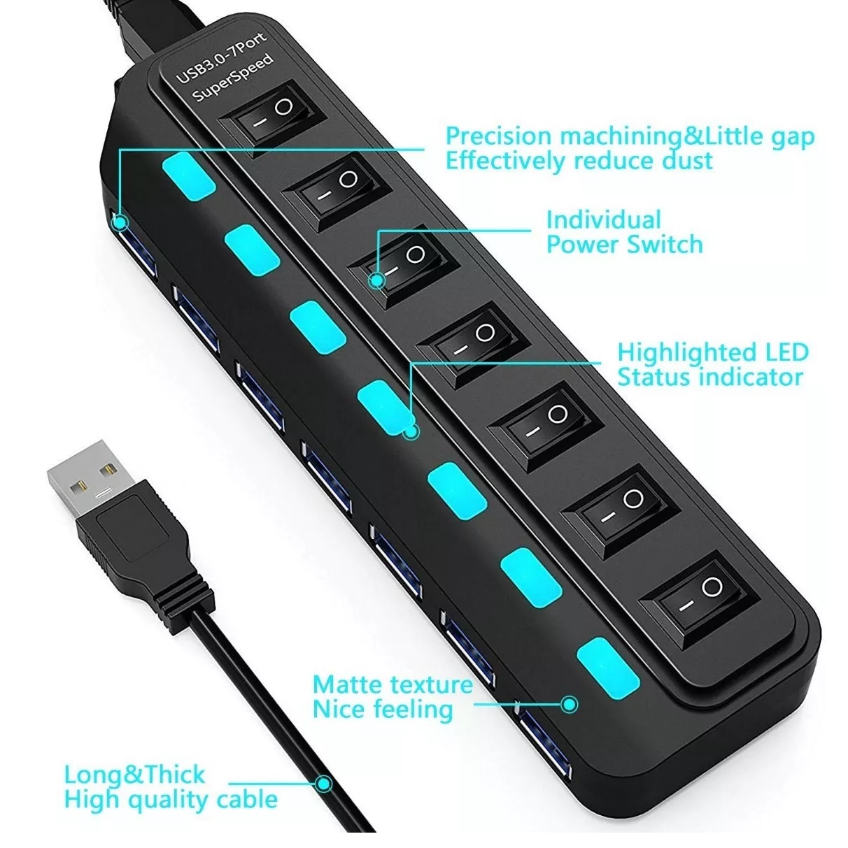 Hub Usb Con 7 Puertos Usb 3.0 2.0 Multicontacto