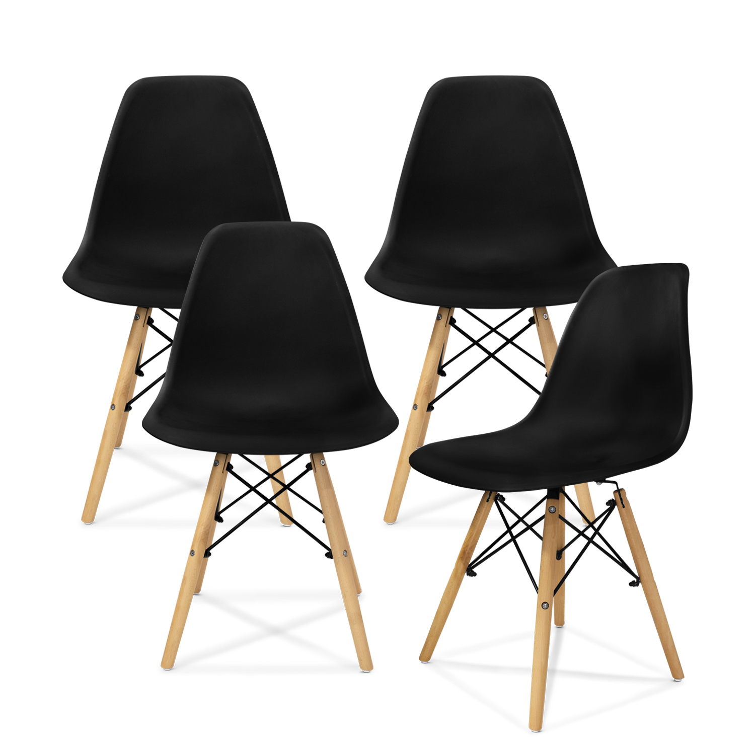Set de 4 Sillas Modernas para comedor y Sala Minimalista en color Negro