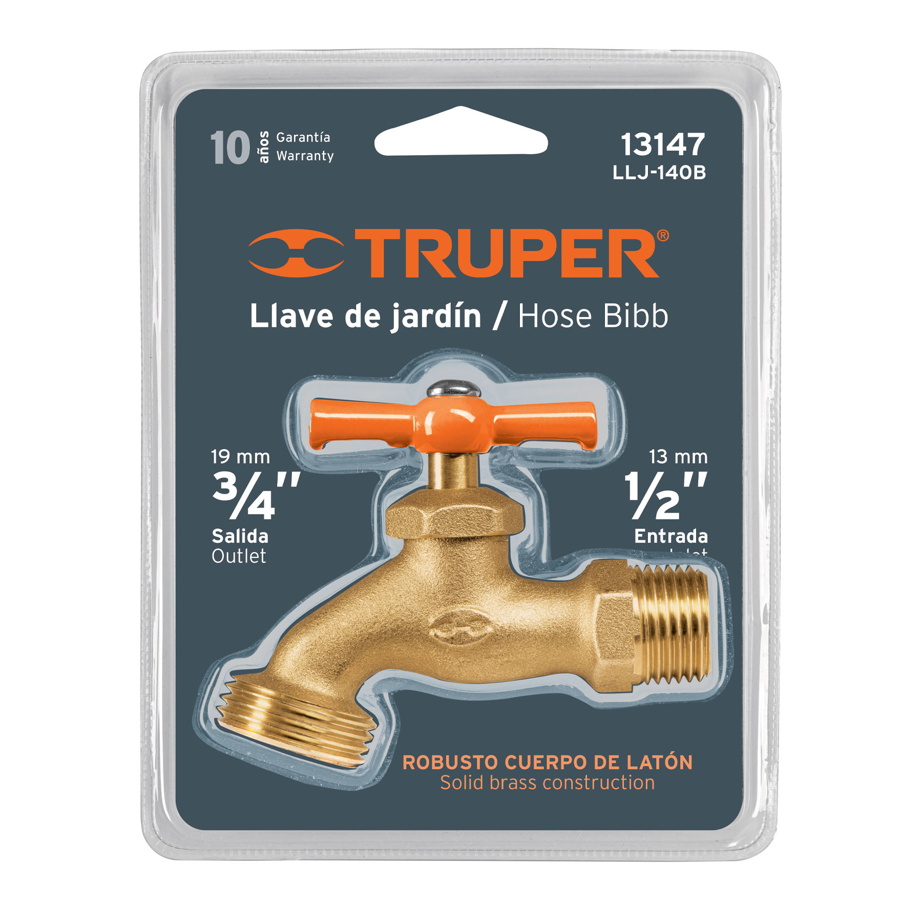 LLAVE DE NARIZ PARA JARDÍN, 1/2" EN BLÍSTER, TRUPER 13147