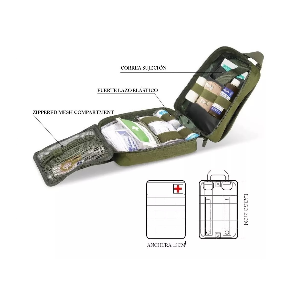 Mochila Botiquín Táctica Militar Bolsa Campismo Montañismo Verde Militar