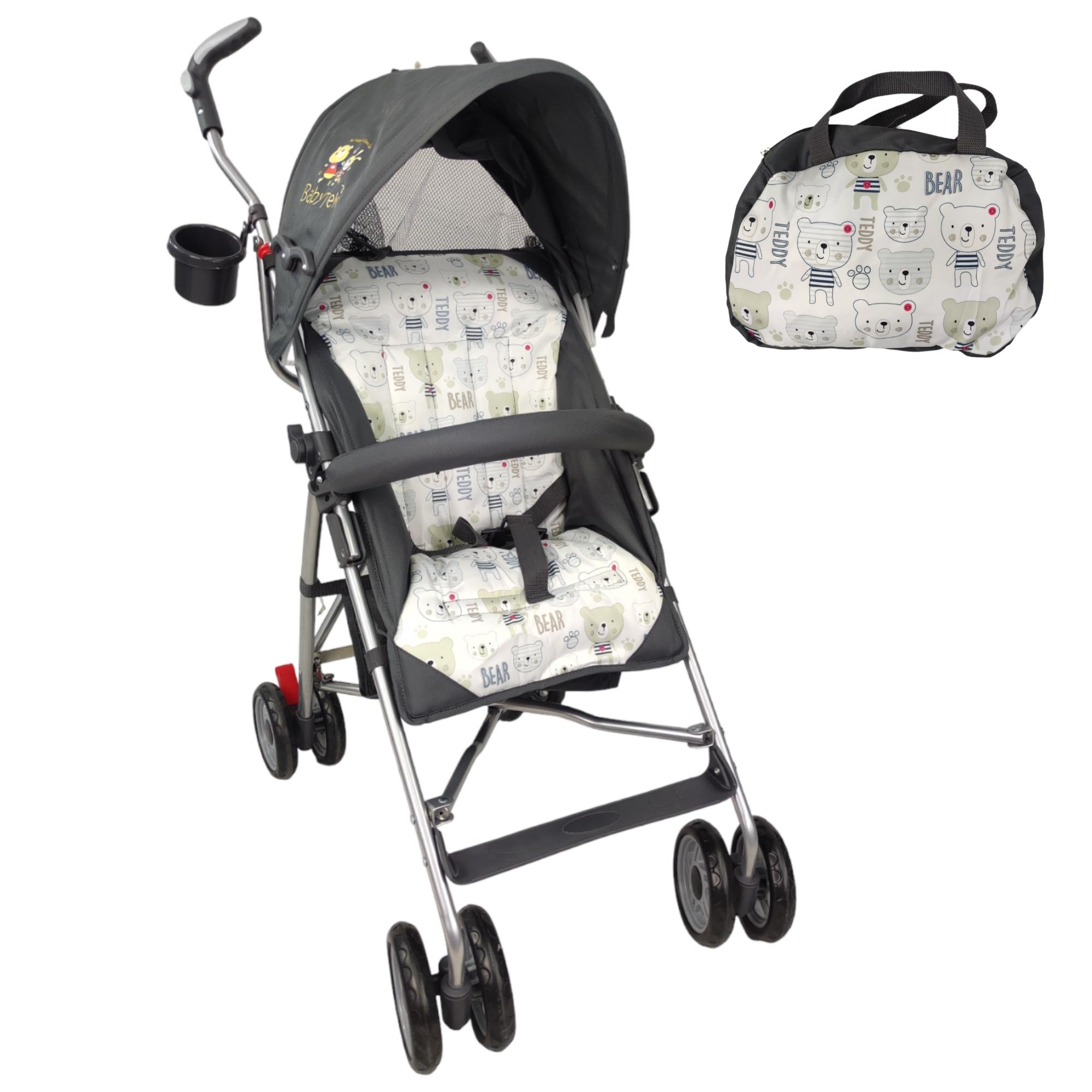 Carriola para Bebe de Baston Compacta,Plegable,Ligera,Reclinable  - Gris.