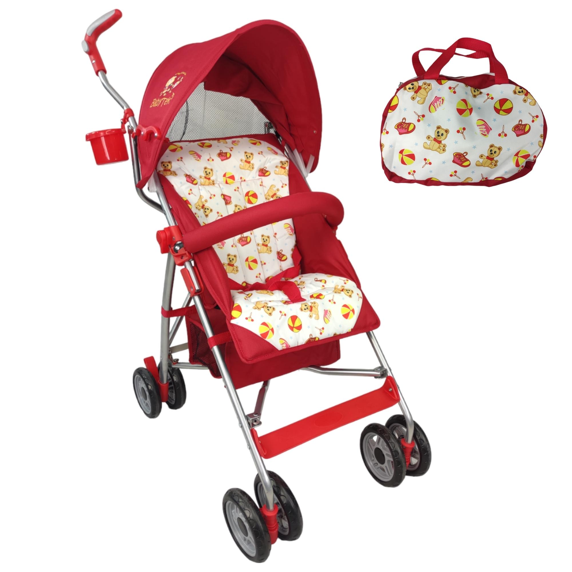 Carriola para Bebe de Baston Compacta,Plegable,Ligera,Reclinable - Rojo.
