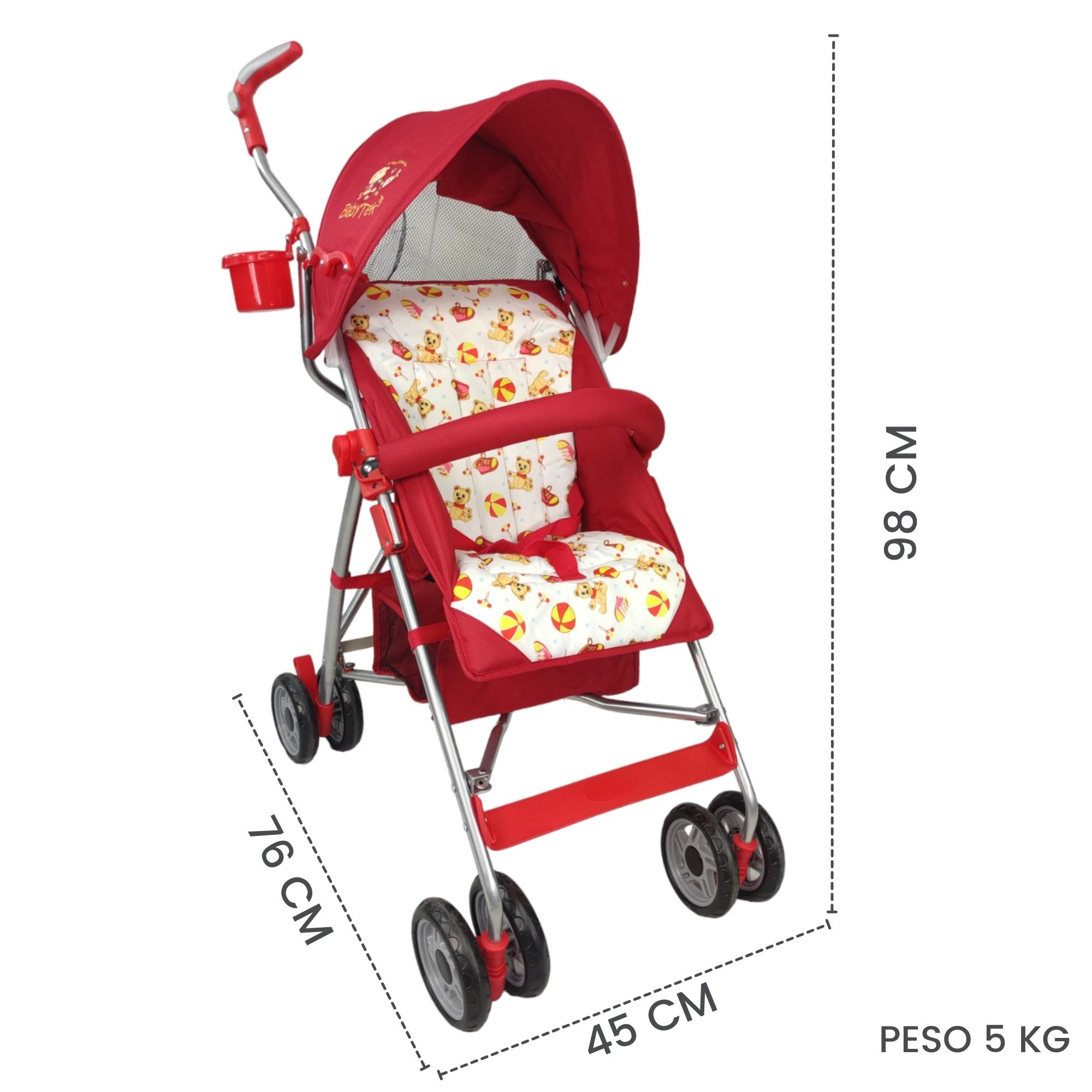 Carriola para Bebe de Baston Compacta,Plegable,Ligera,Reclinable - Rojo.