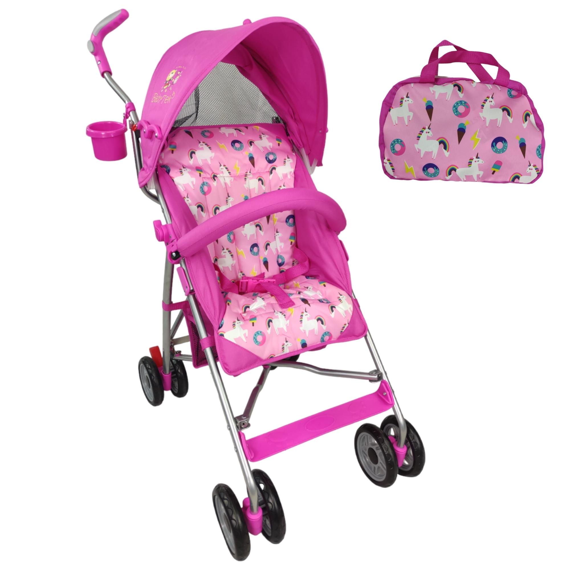 Carriola para Bebe de Baston Compacta,Plegable,Ligera,Reclinable  - Rosa.