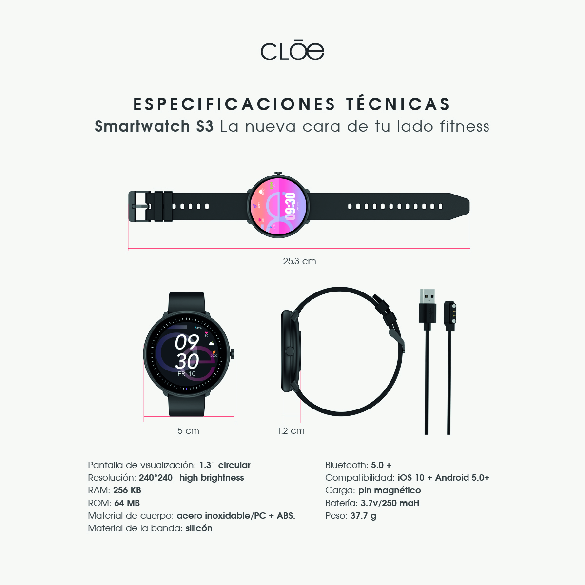 Smartwatch Reloj Inteligente Deportivo Cloe S3 Silicon Rosa