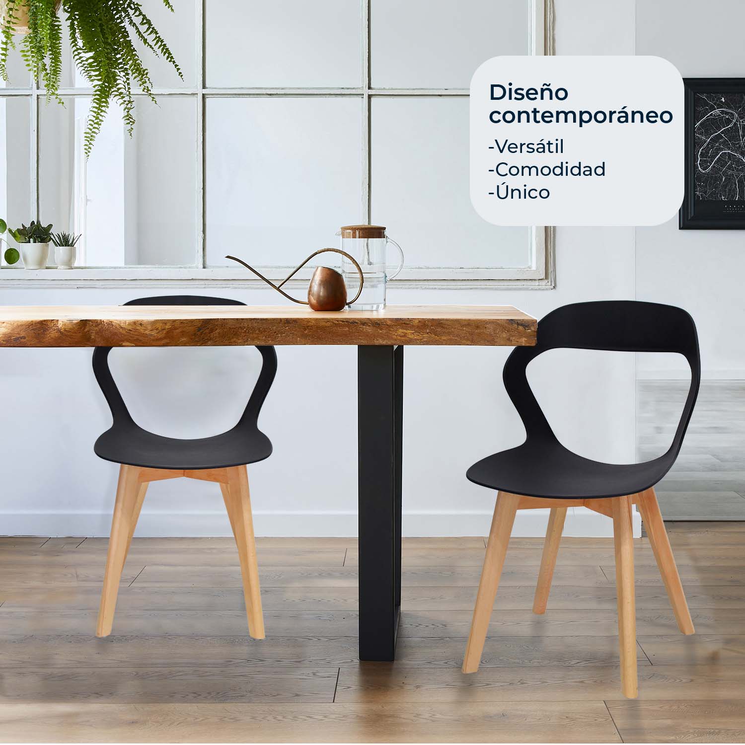 Set Sillas Mundo In Moura 2 Sillas para Comedor Sala Negra