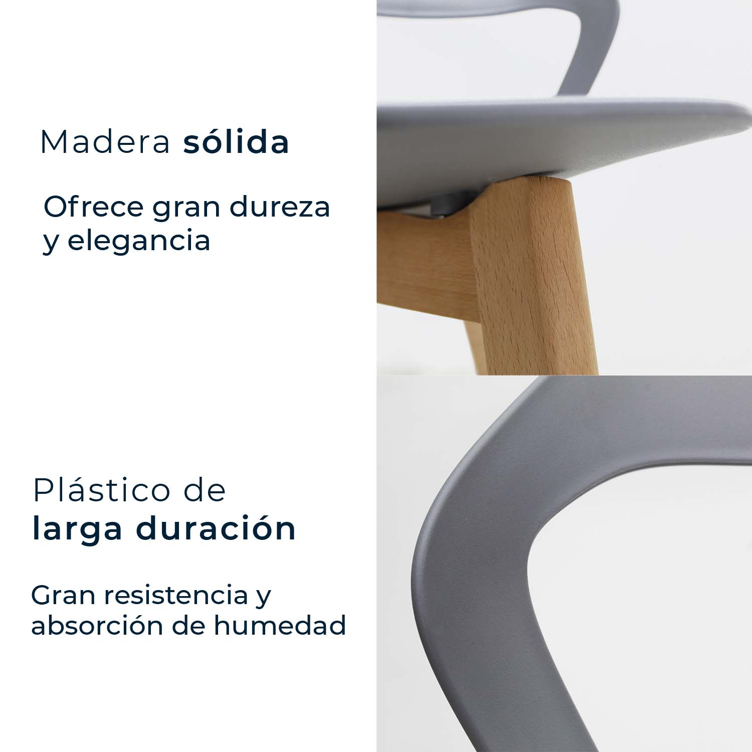 Set Sillas Mundo In Moura 4 Sillas para Comedor Sala Gris.