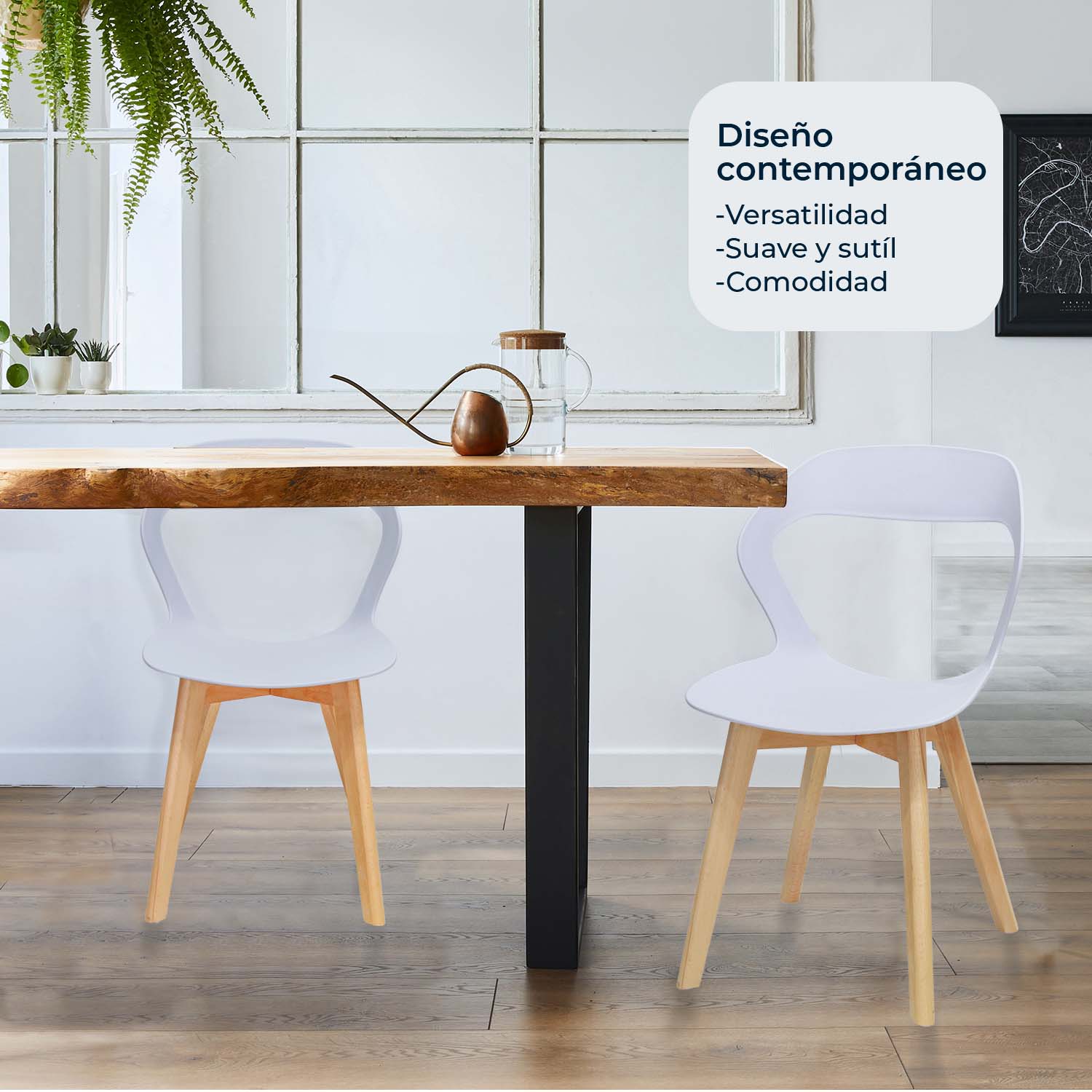 Set Sillas Mundo In Moura 4 Sillas para Comedor Sala Blanca.