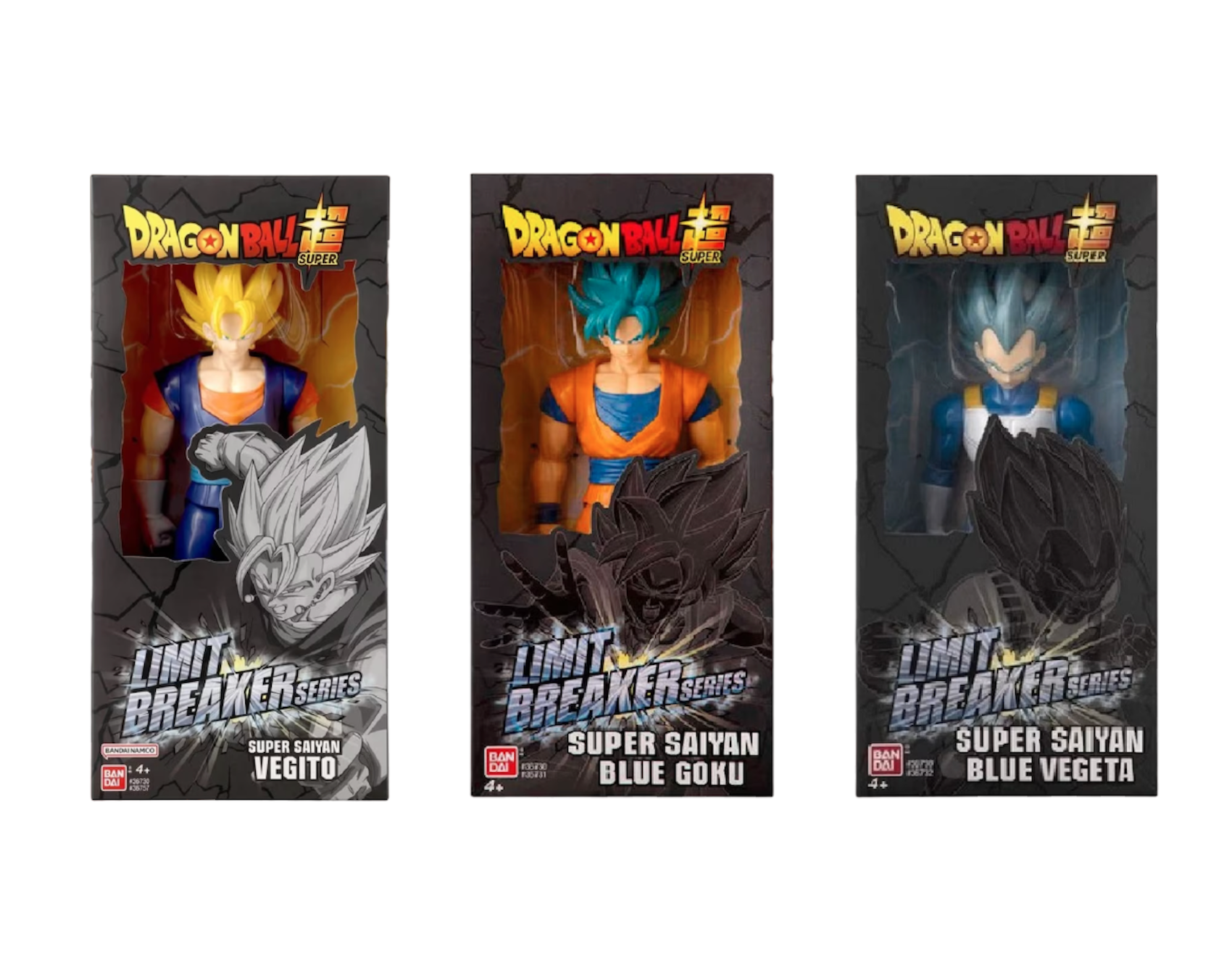 dragon ball limit breakers goku blue, vegeta blue y vegito super saiyan