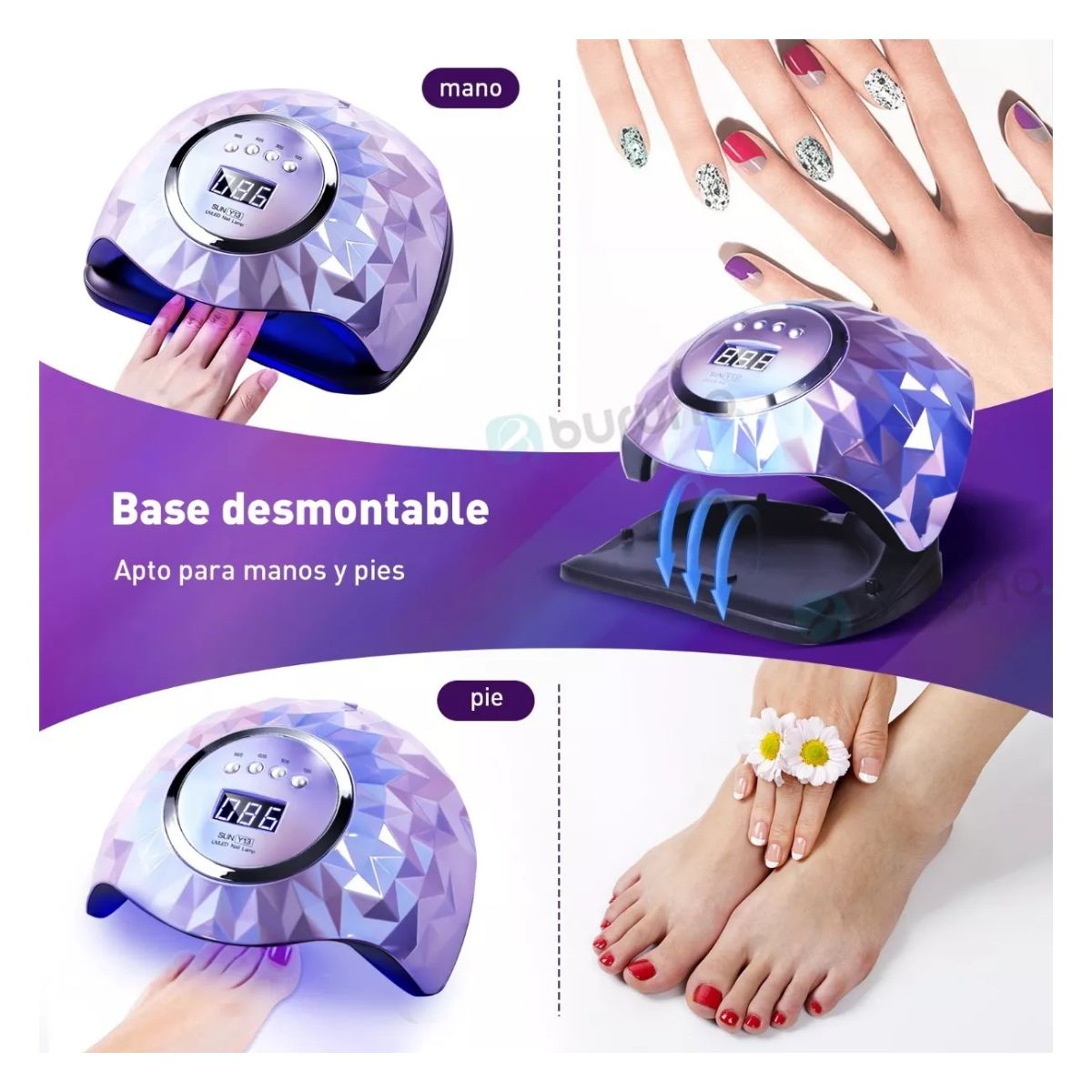 Lámpara De Uñas Profesional Violeta 248w 