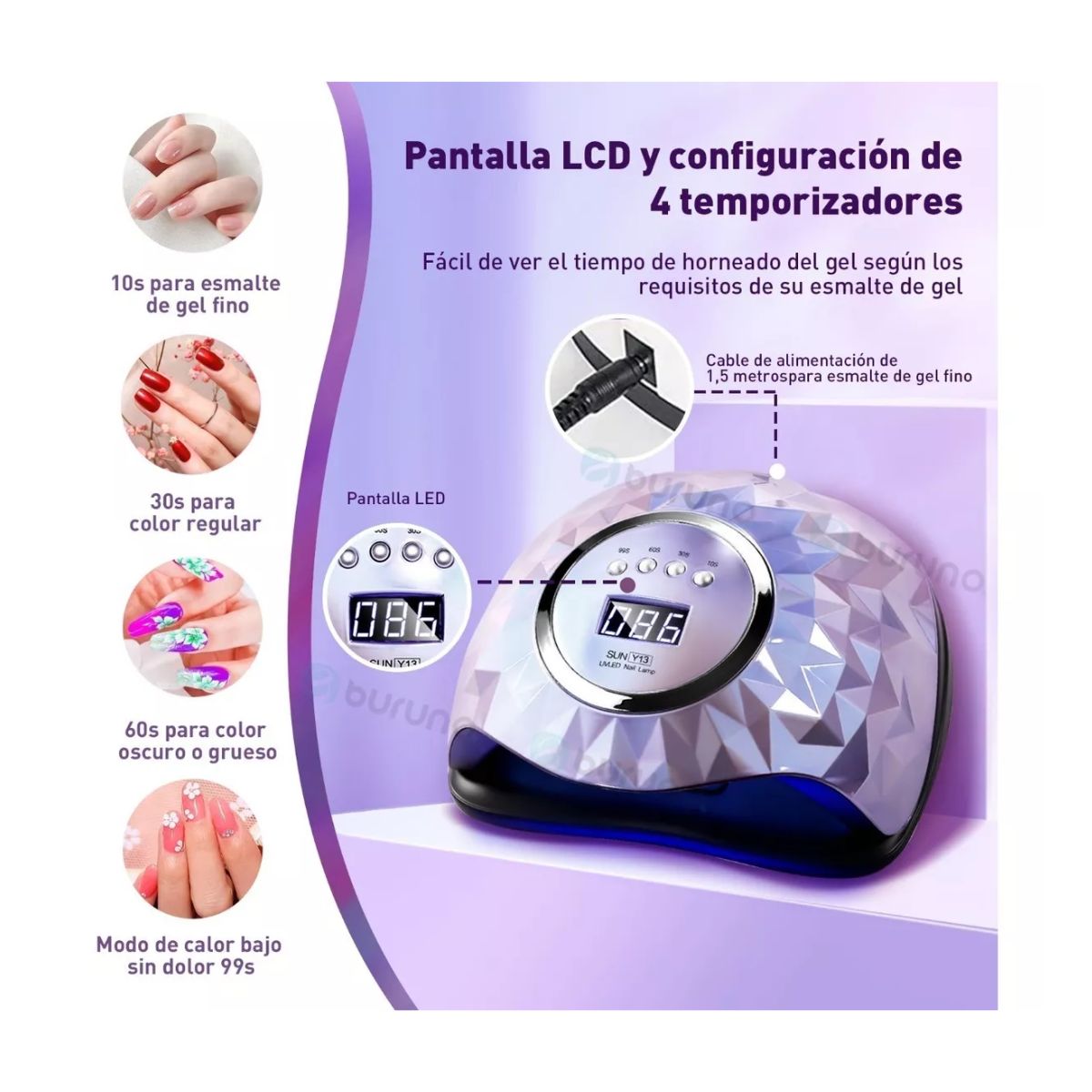 Lámpara De Uñas Profesional Violeta 248w 