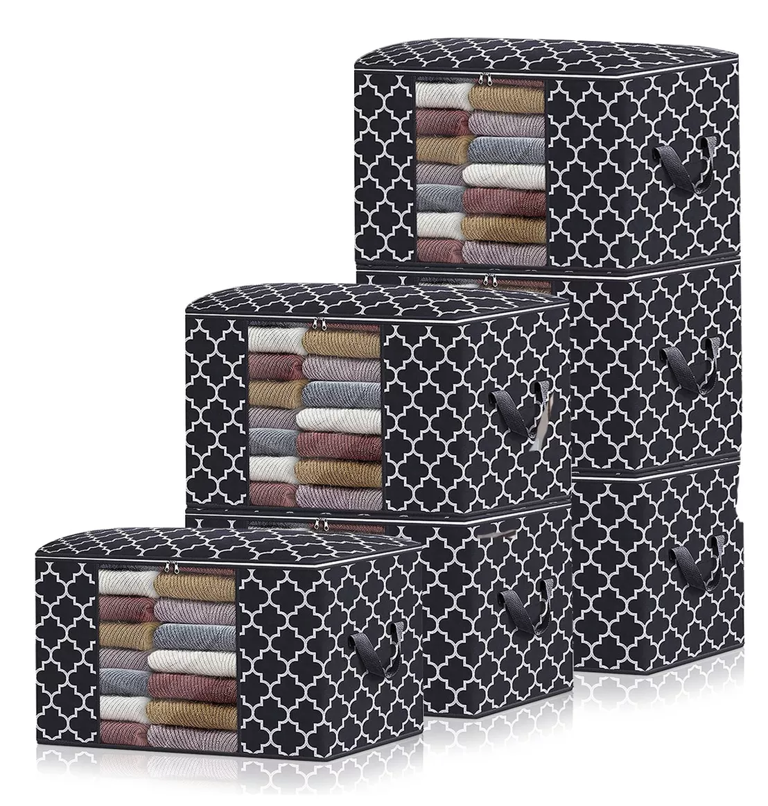 Bolsas Almacenamiento, 6 Piezas Negro con Blanco