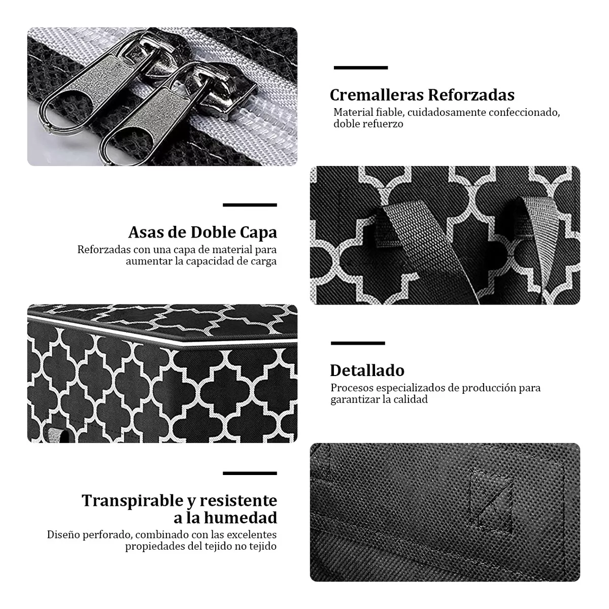 Bolsas Almacenamiento, 6 Piezas Negro con Blanco