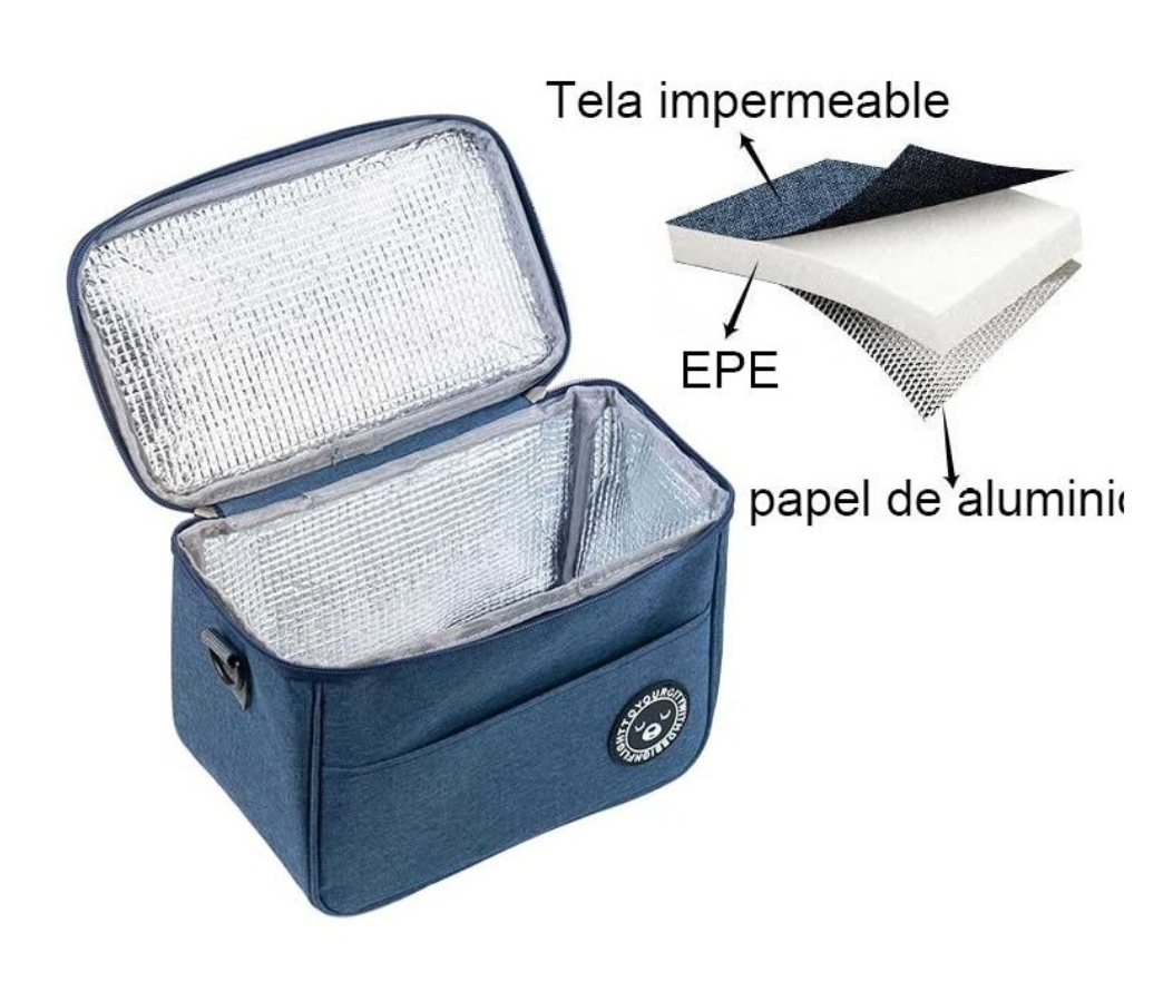 Bolsa Lonchera Térmica Para Trabajo Escolares Hombre Y Mujer negra