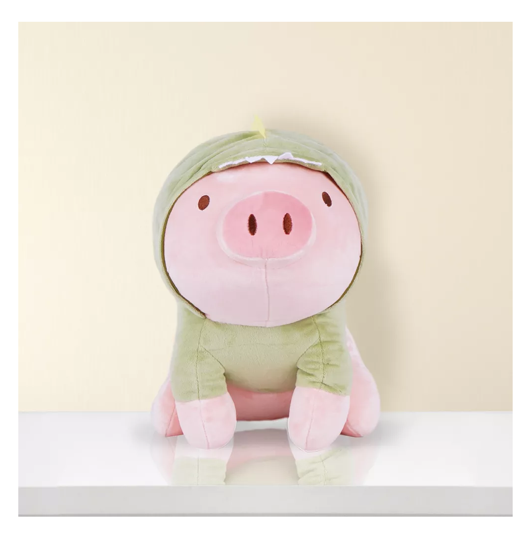 Peluche de Cerdito con disfraz de dinosaurio Puercosaurio