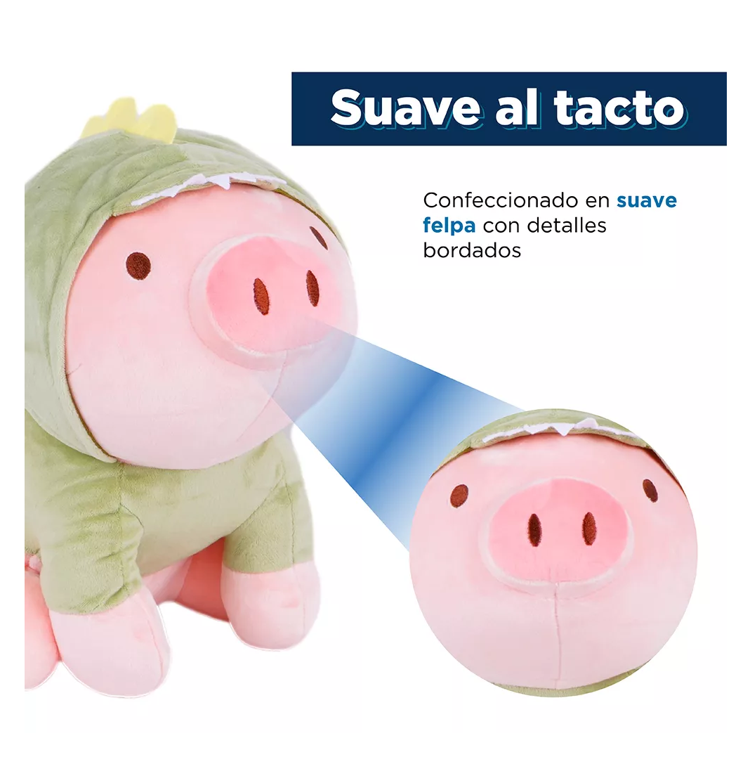 Peluche de Cerdito con disfraz de dinosaurio Puercosaurio