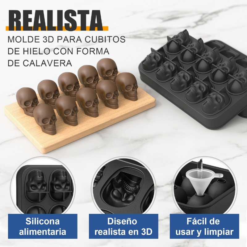 Molde de macetero con forma de calavera para manualidades, moldes