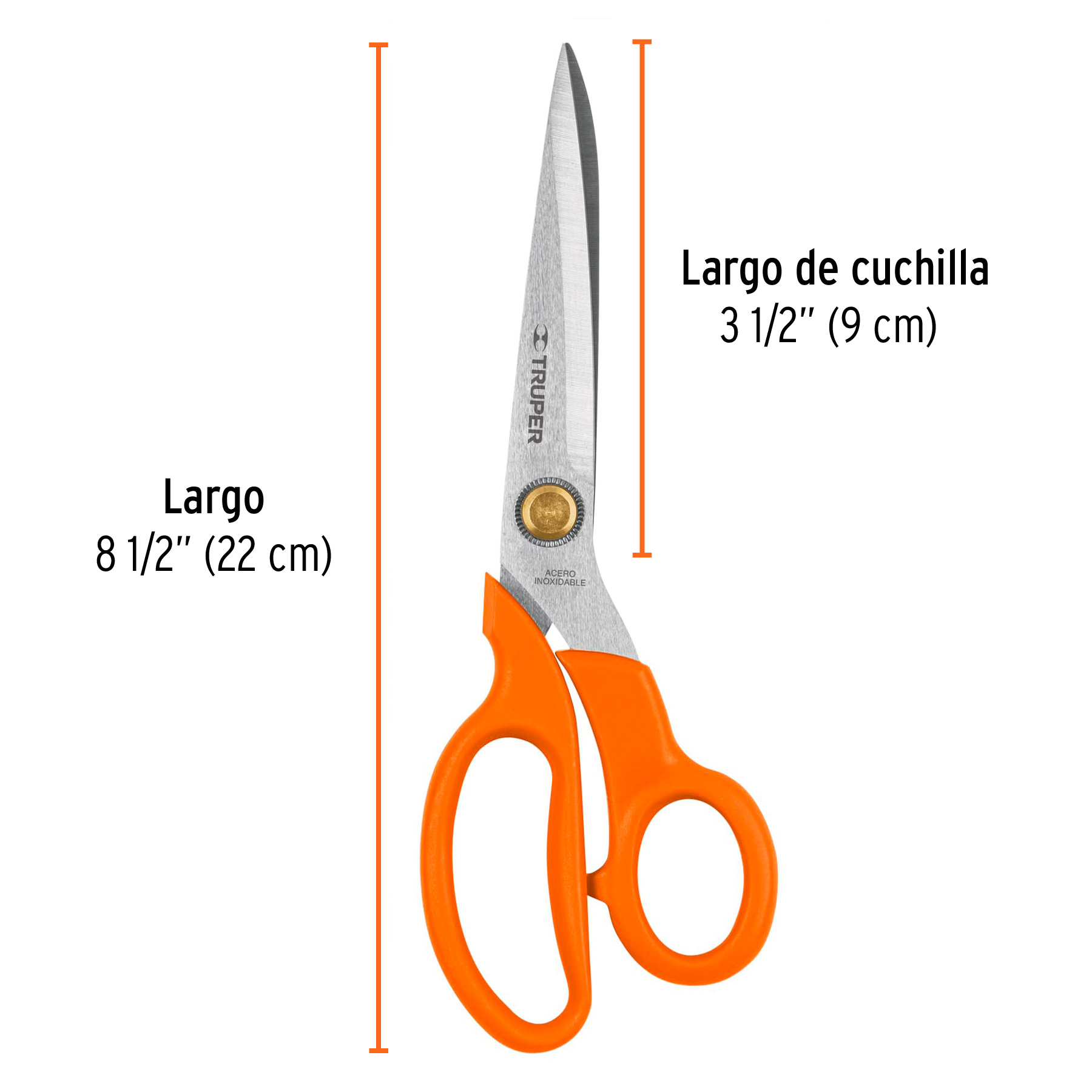 TIJERA 8-1/2" DE ACERO INOXIDABLE PARA COSTURA, TRUPER 18494