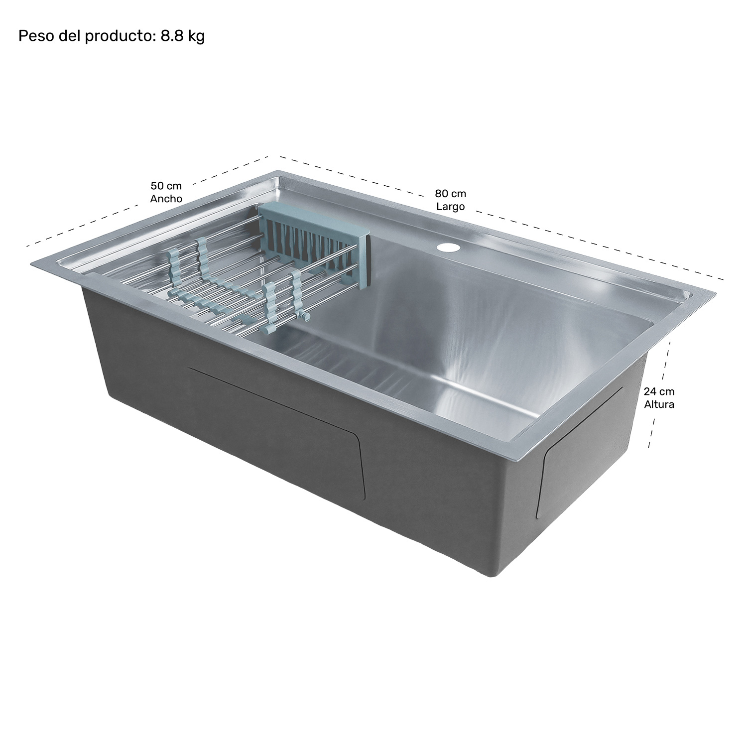 Fregadero Tarja Acero Inoxidable Escurridor Movible