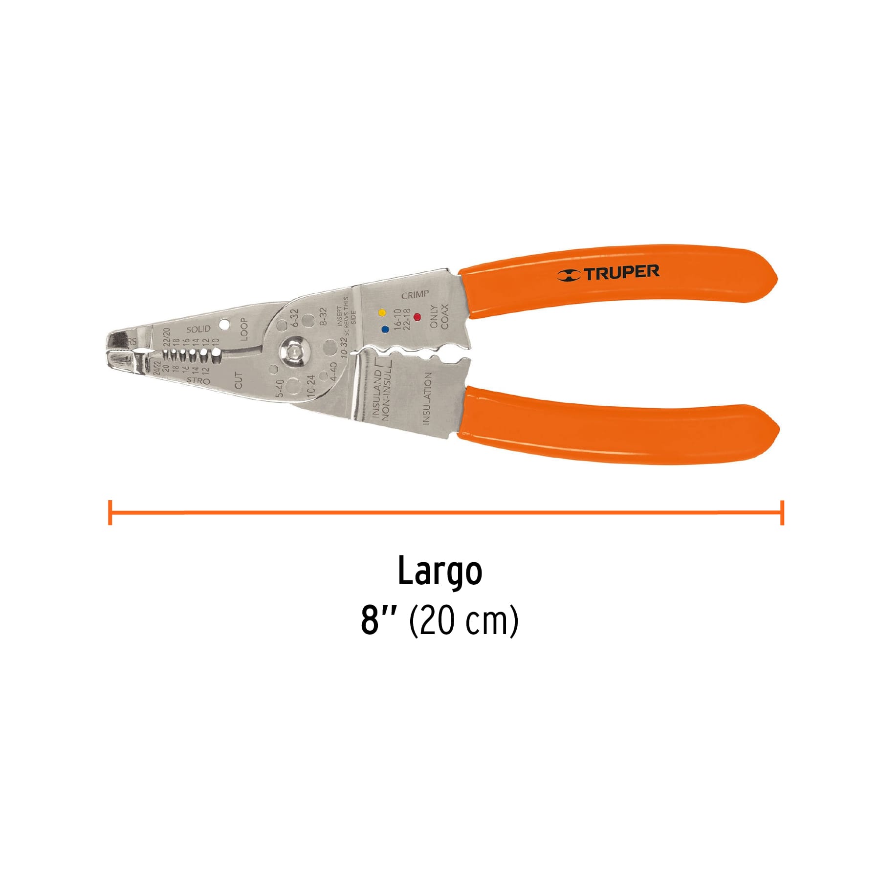 PINZA 8" PELA CABLES 24 A 12 AWG, TRUPER 17357