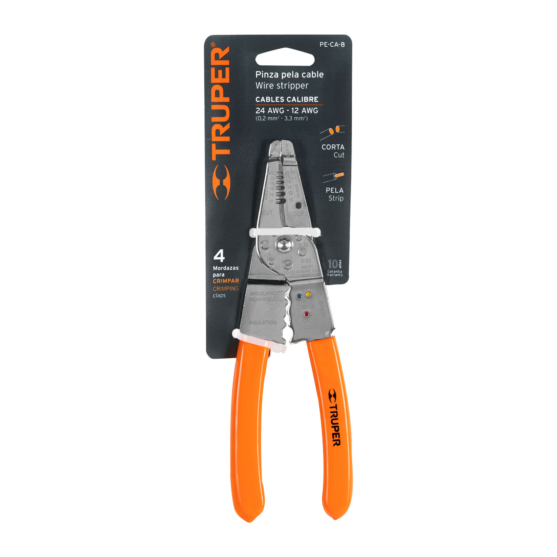 PINZA 8" PELA CABLES 24 A 12 AWG, TRUPER 17357
