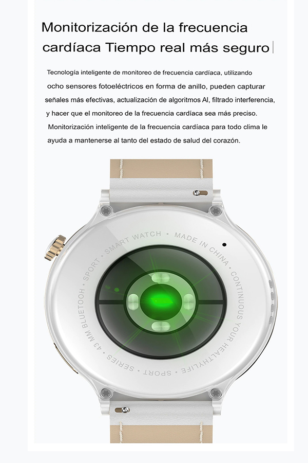 SmartWatch 2023: Monitorea tu salud, controla tu celular desde tu muñeca, GPS, Notificaciones y más. diseño redondo, fino y elegante para Dama