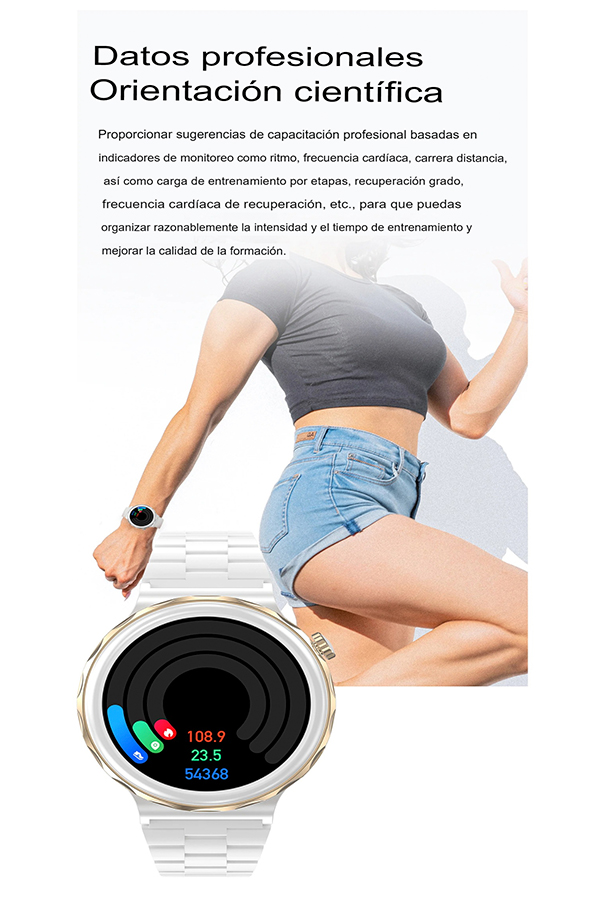 SmartWatch 2023: Monitorea tu salud, controla tu celular desde tu muñeca, GPS, Notificaciones y más. diseño redondo, fino y elegante para Dama