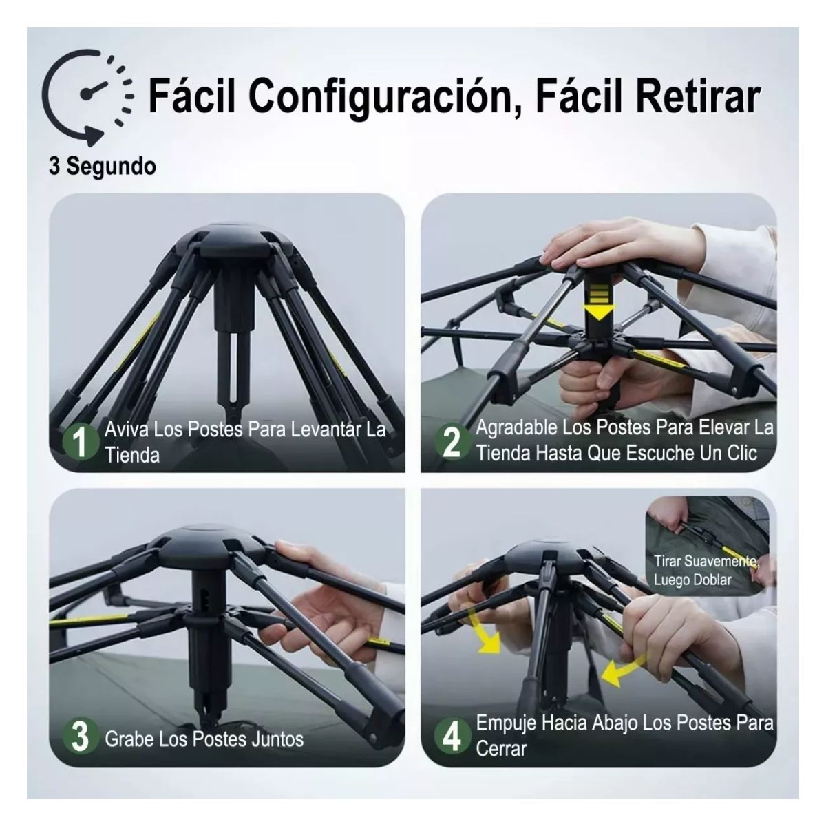 Casa De Camping Para 4 Personas Automática 2 Entradas Azul con blanco  Y Amarillo