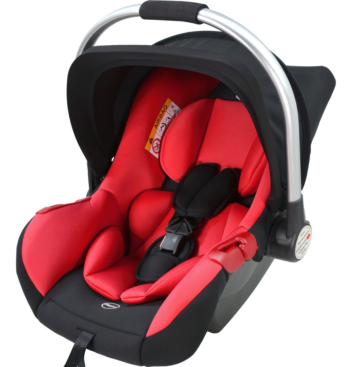 Asiento Portabebe Mecedora Tipo Moises Ergonomico Para Auto Rojo