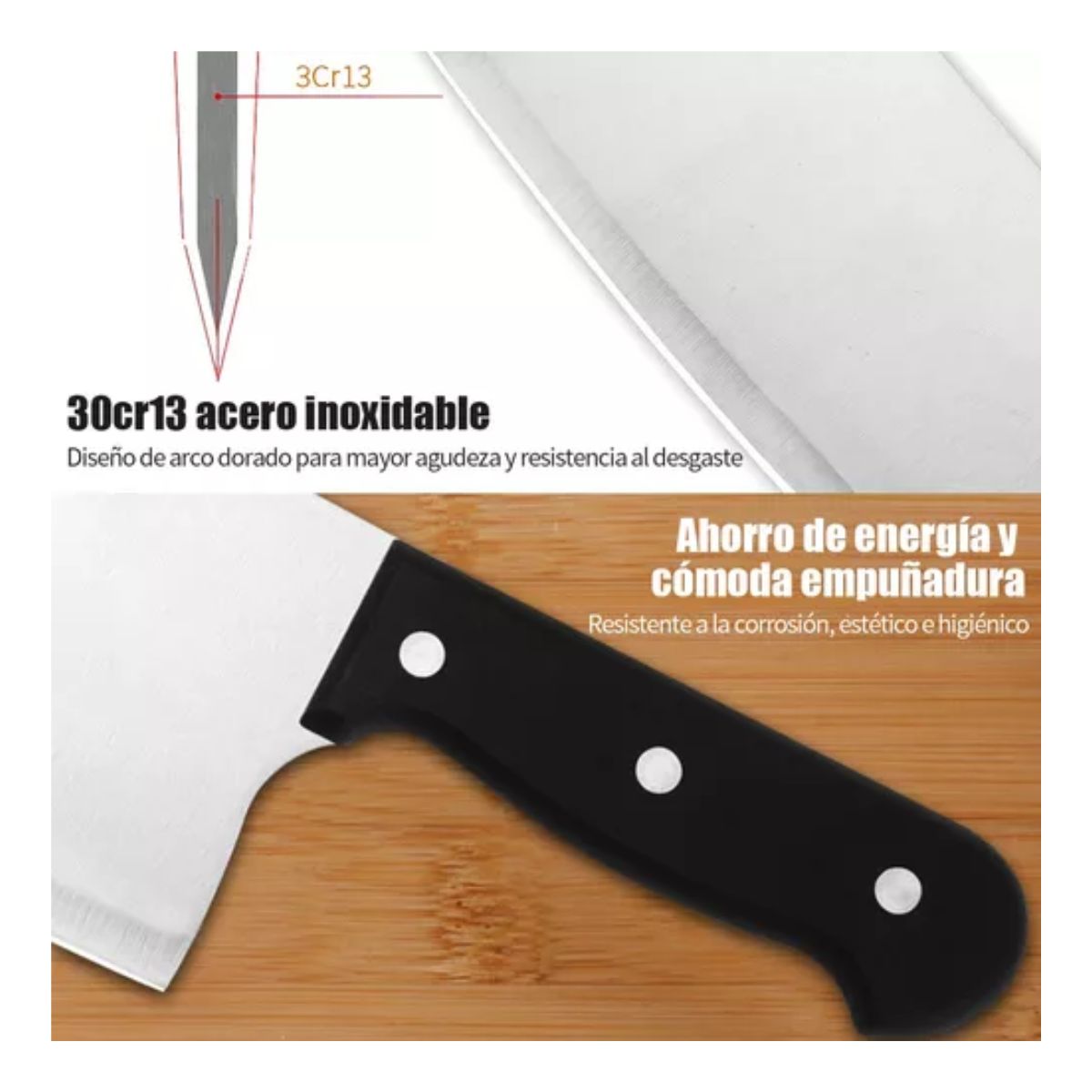 Kit de Cuchillos De Acero Inoxidable Con Base 8pcs negro con plata 